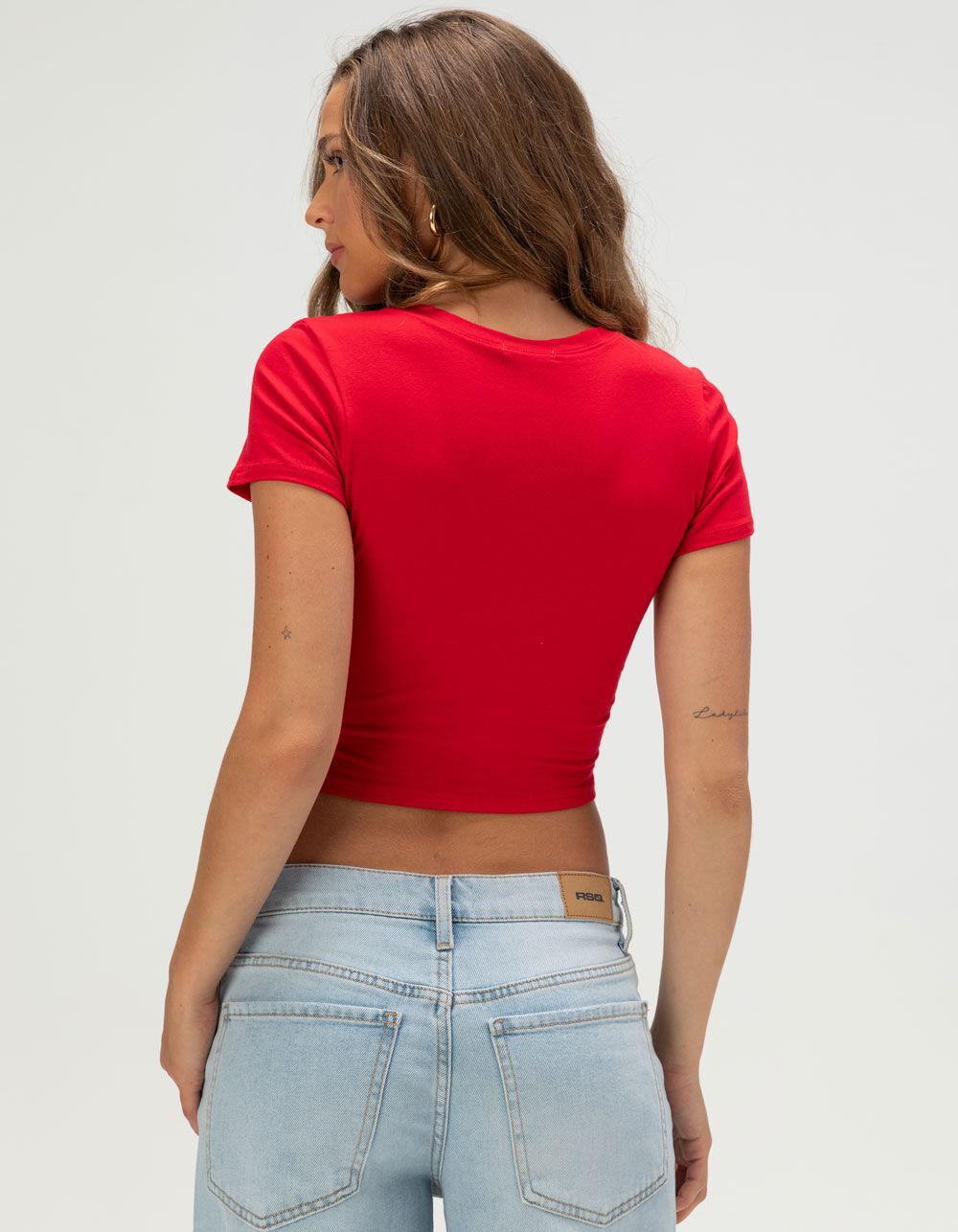BOZZOLO Womens V-Neck Tee - RED Product Image