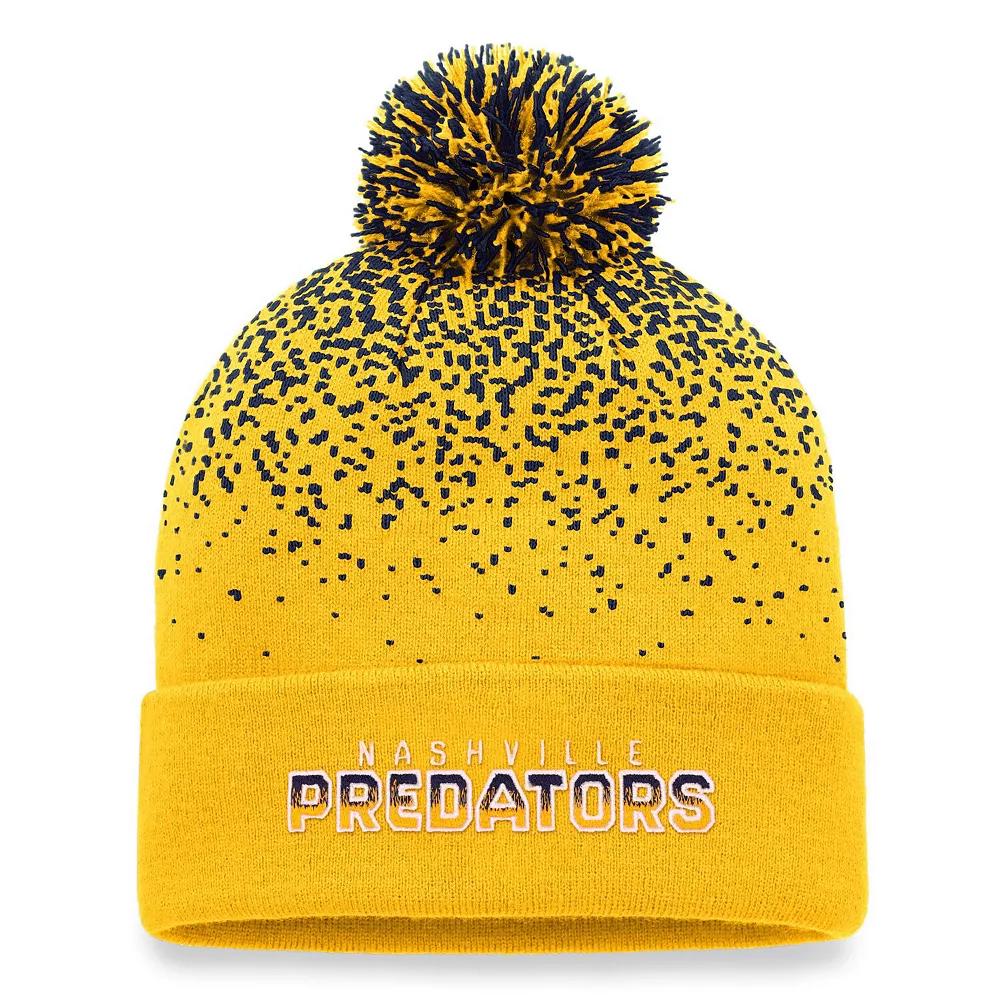 Men's Fanatics Branded Gold Nashville Predators Iconic Gradient Cuffed Knit Hat with Pom, Pdt Gold Product Image