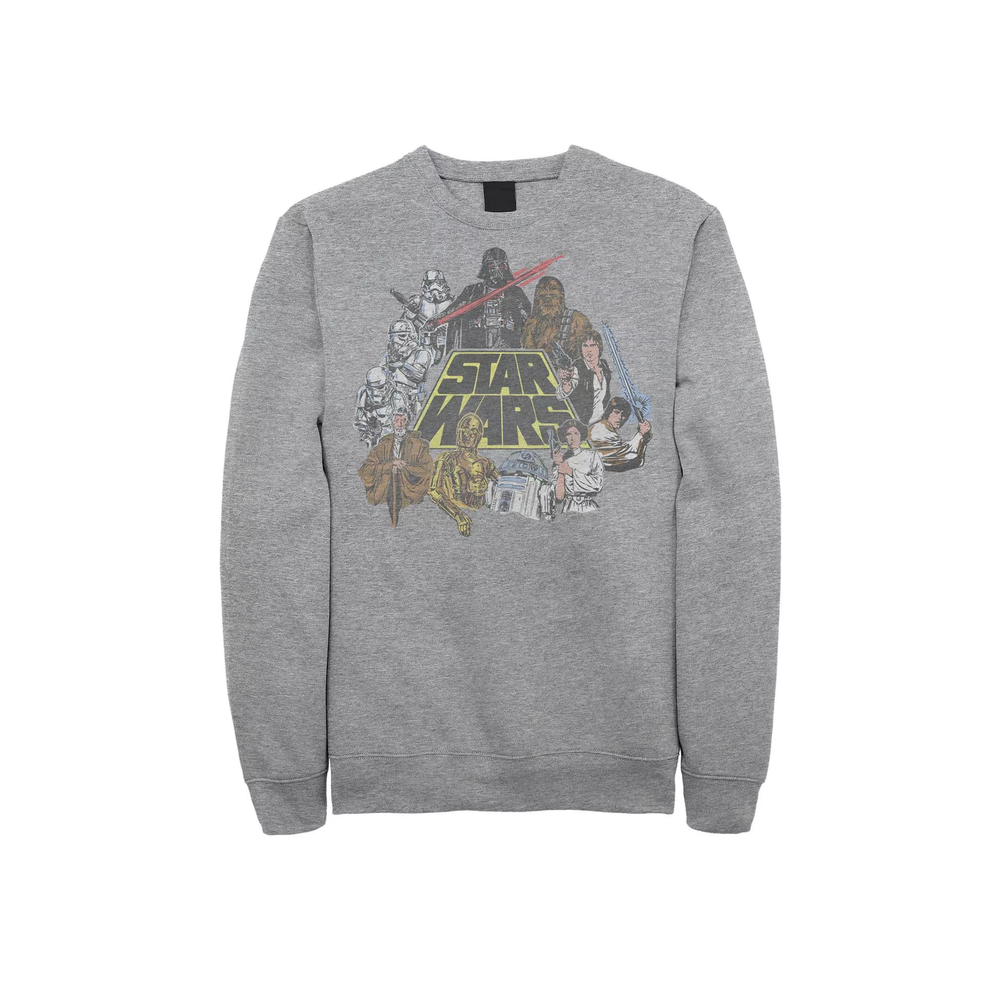 Men's Star Wars Classic Characters Cast Line Art Fleece Pullover,  Product Image