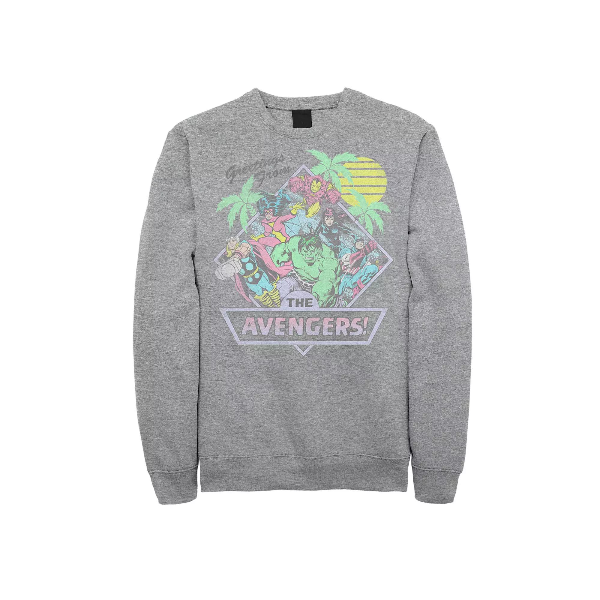 Men's Marvel Avengers Group Shot Greetings Post Card Sweatshirt,  Product Image