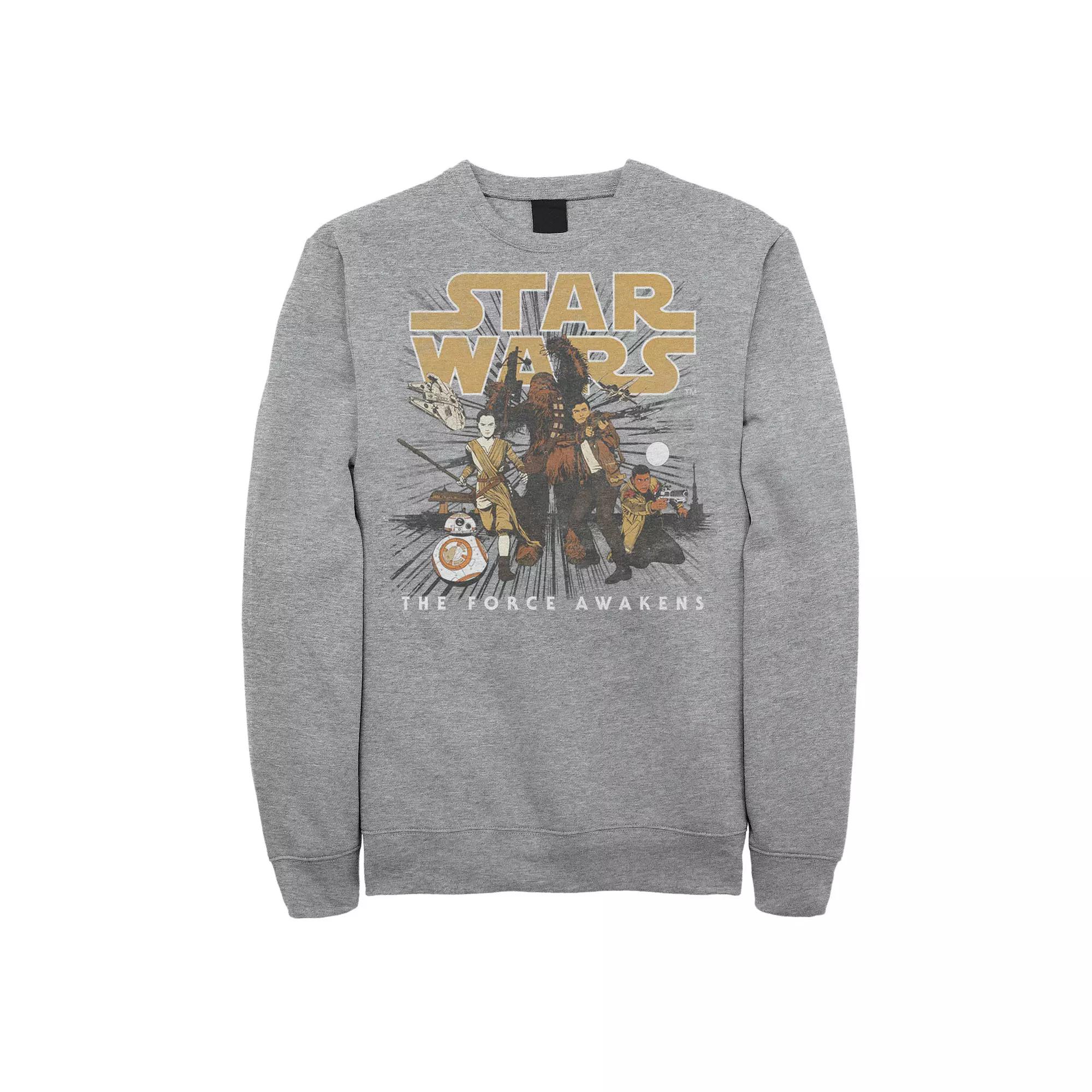 Men's Star Wars The Force Awakens Group Collage Sweatshirt, Size: Large, Athletic Grey Product Image