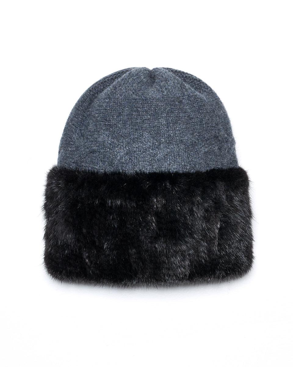 Wool Hat With Knitted Mink trim Product Image