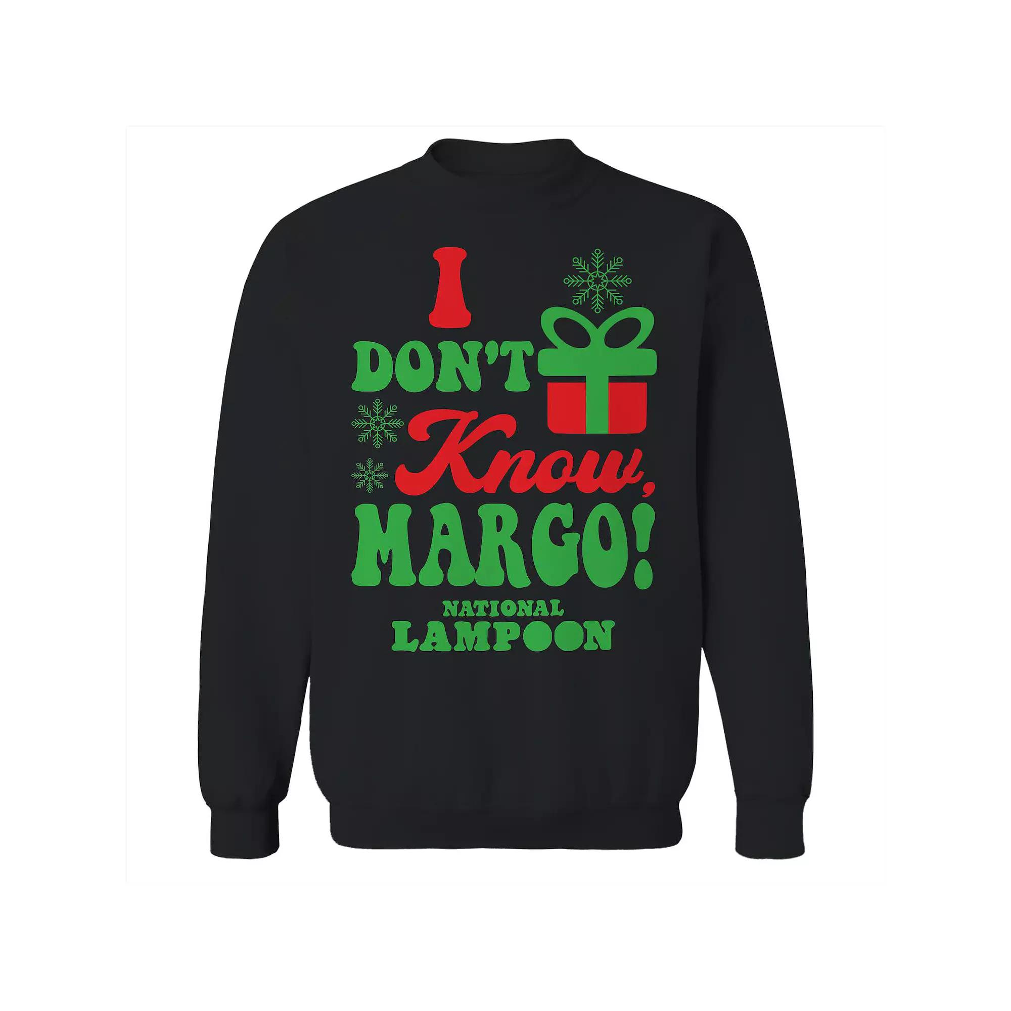 Men's I Dont Know Margo National Lampoon's Christmas Vacation Graphic Fleece Crew Sweatshirt, Size: XL, Black Product Image