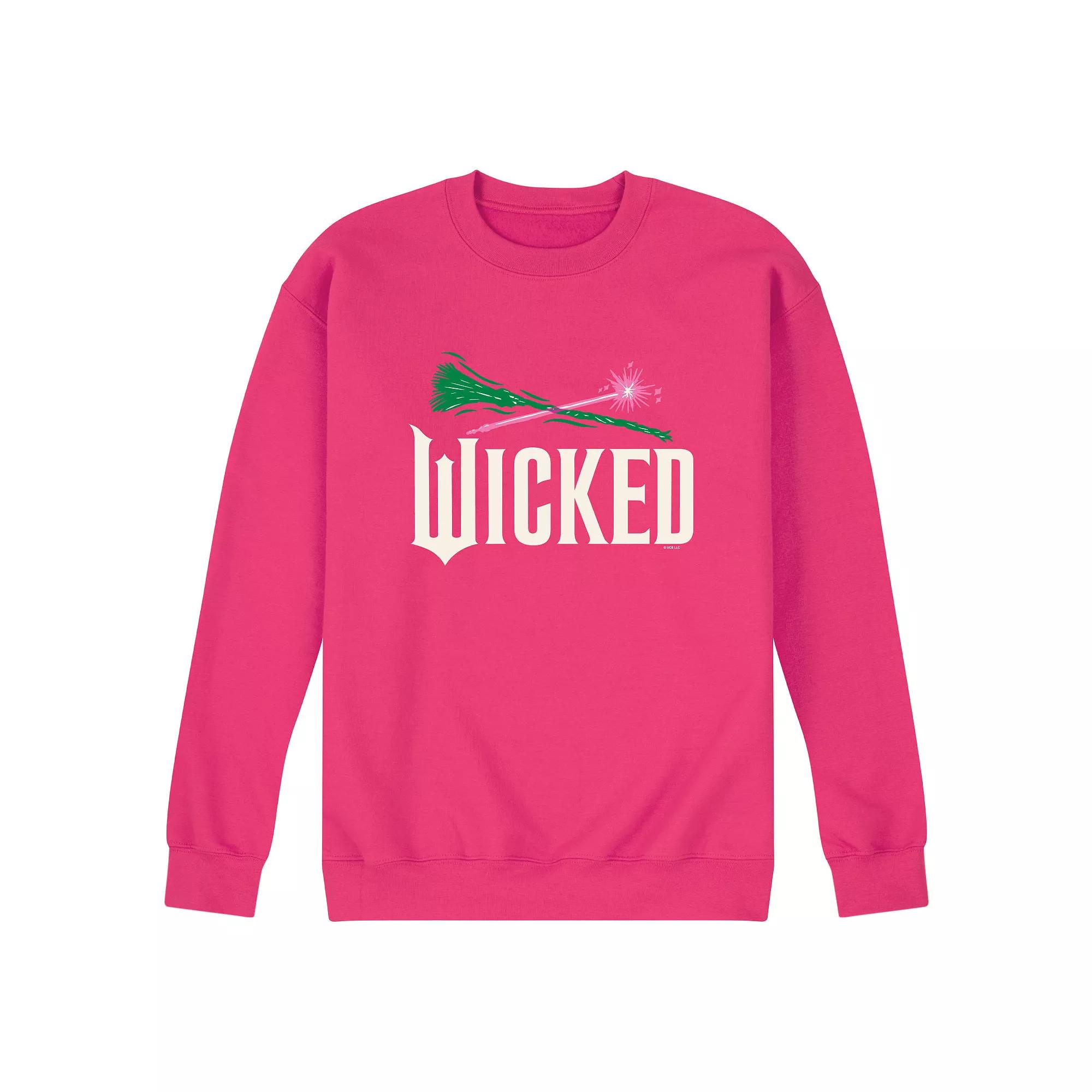 Men's Wicked For Good Logo Broomstick & Wand Fleece Sweatshirt,  Product Image
