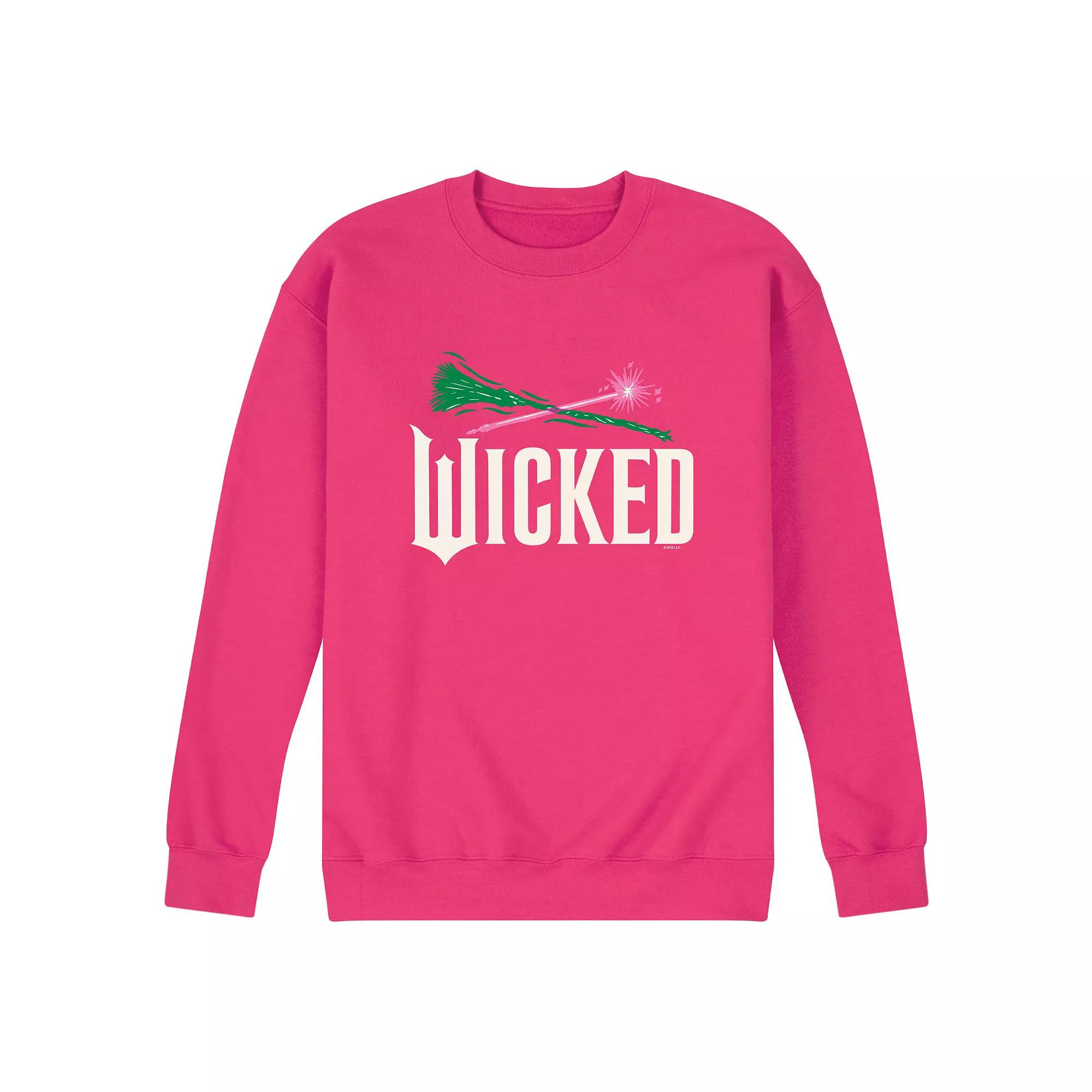 Men's Wicked For Good Logo Broomstick & Wand Fleece Sweatshirt,  Product Image