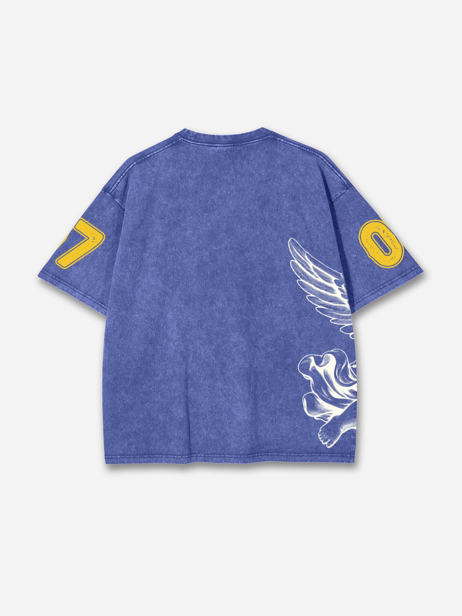 Mindstar-burning Thinking-retro Pattern Acid Wash T-shirt Product Image