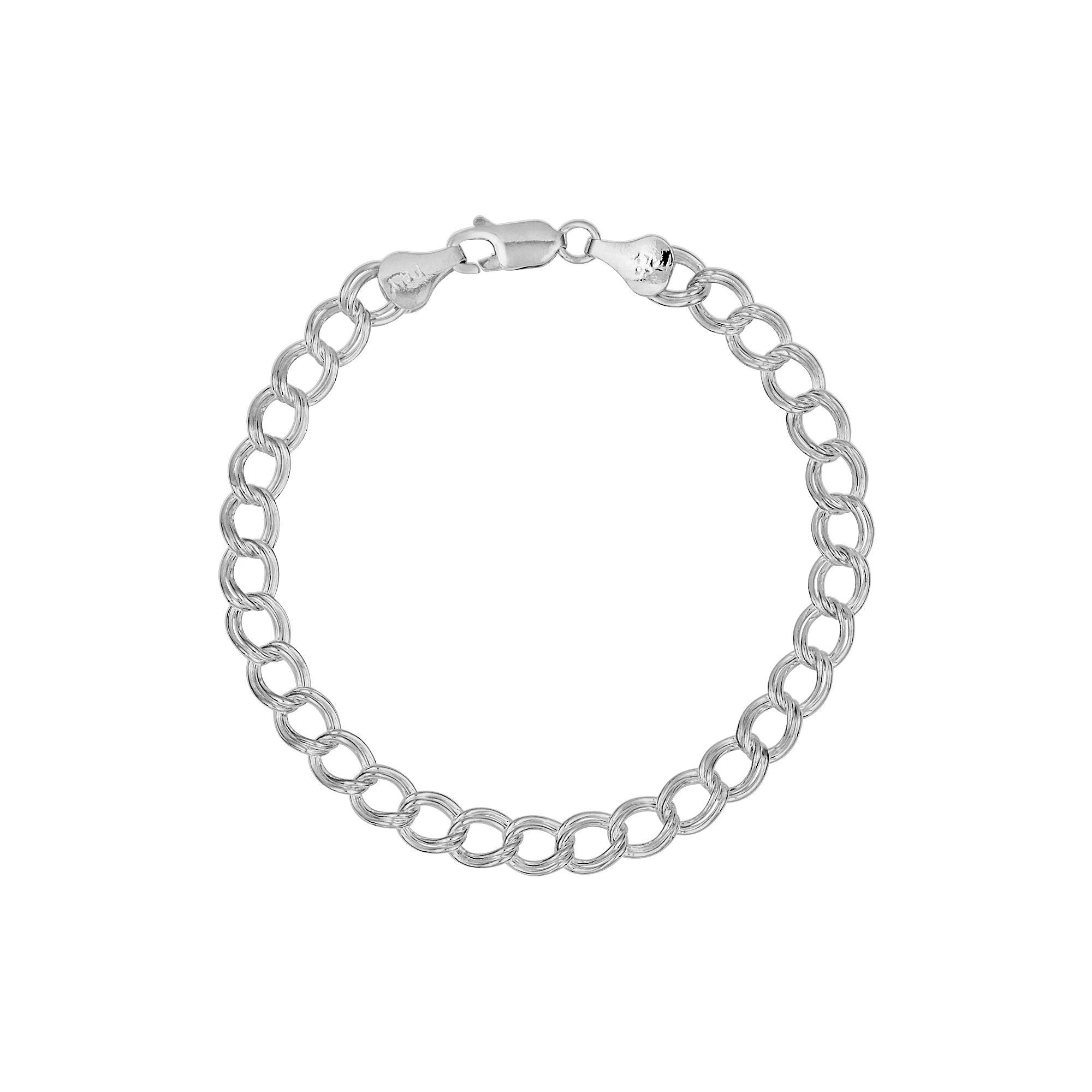 Sterling Silver Double Link Curb Chain Bracelet - 7-in., Women's, Multicolor Product Image