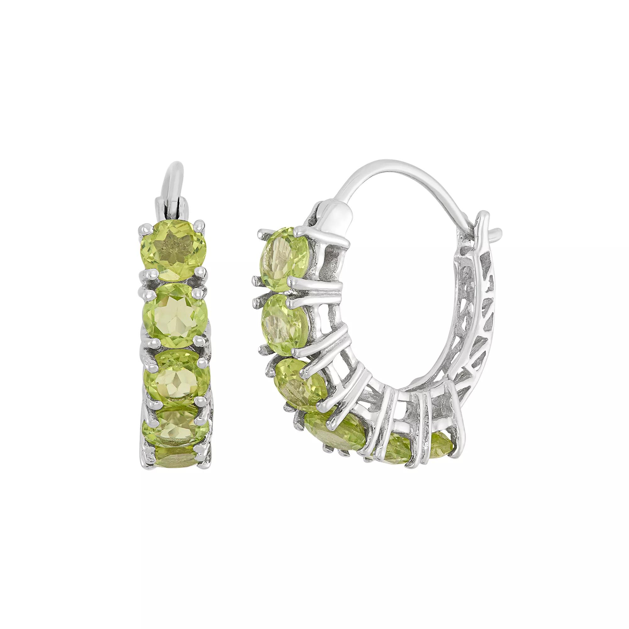 Jewelexcess Peridot Sterling Silver Hoop Earrings, Women's, Green Product Image
