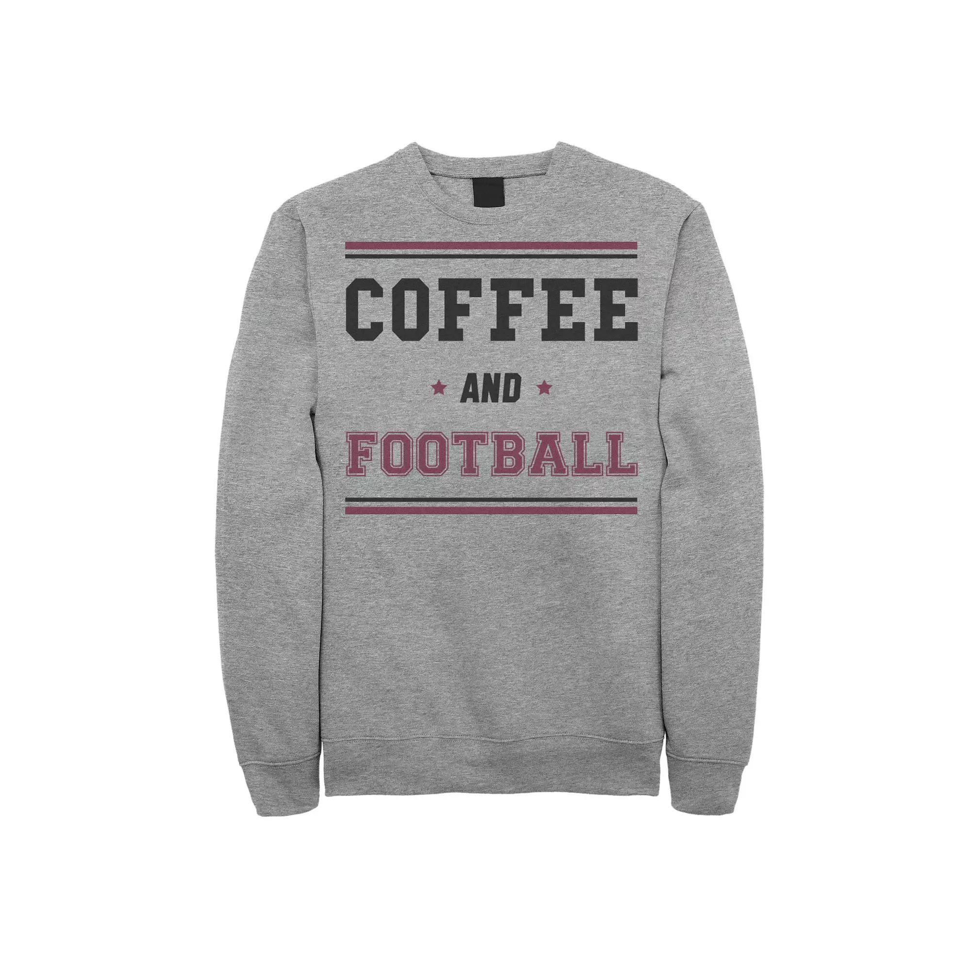 Men's Coffee And Football Graphic Fleece Pullover,  Product Image