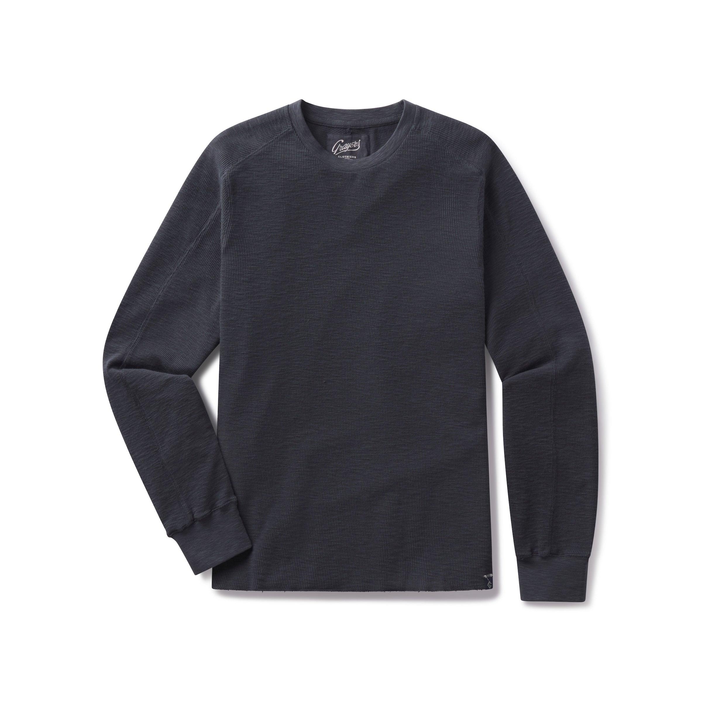 Clint Waffle Cotton Crew - Dark Navy Product Image