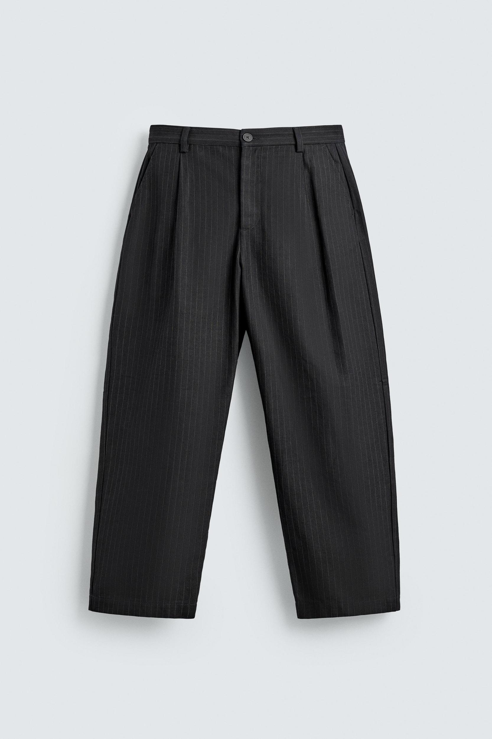 RELAXED FIT PINSTRIPE PANTS Product Image