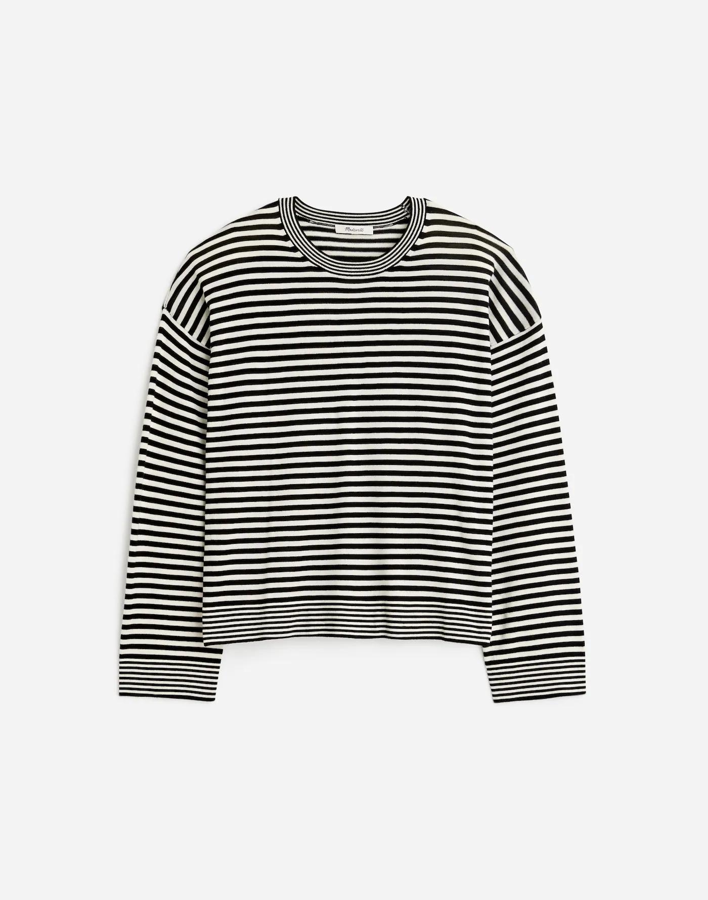 Merino Wool-Silk Blend Crewneck Sweater in Stripe Product Image