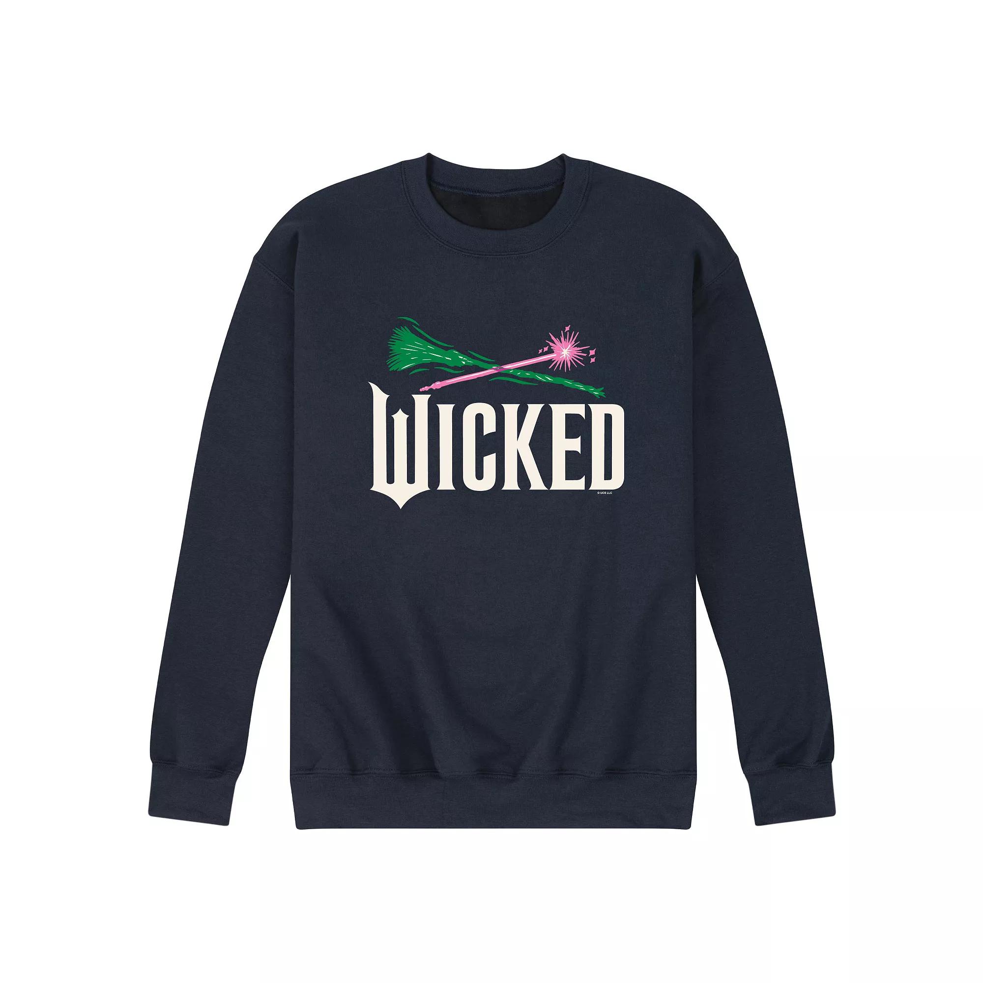 Men's Wicked For Good Logo Broomstick & Wand Fleece Sweatshirt,  Product Image