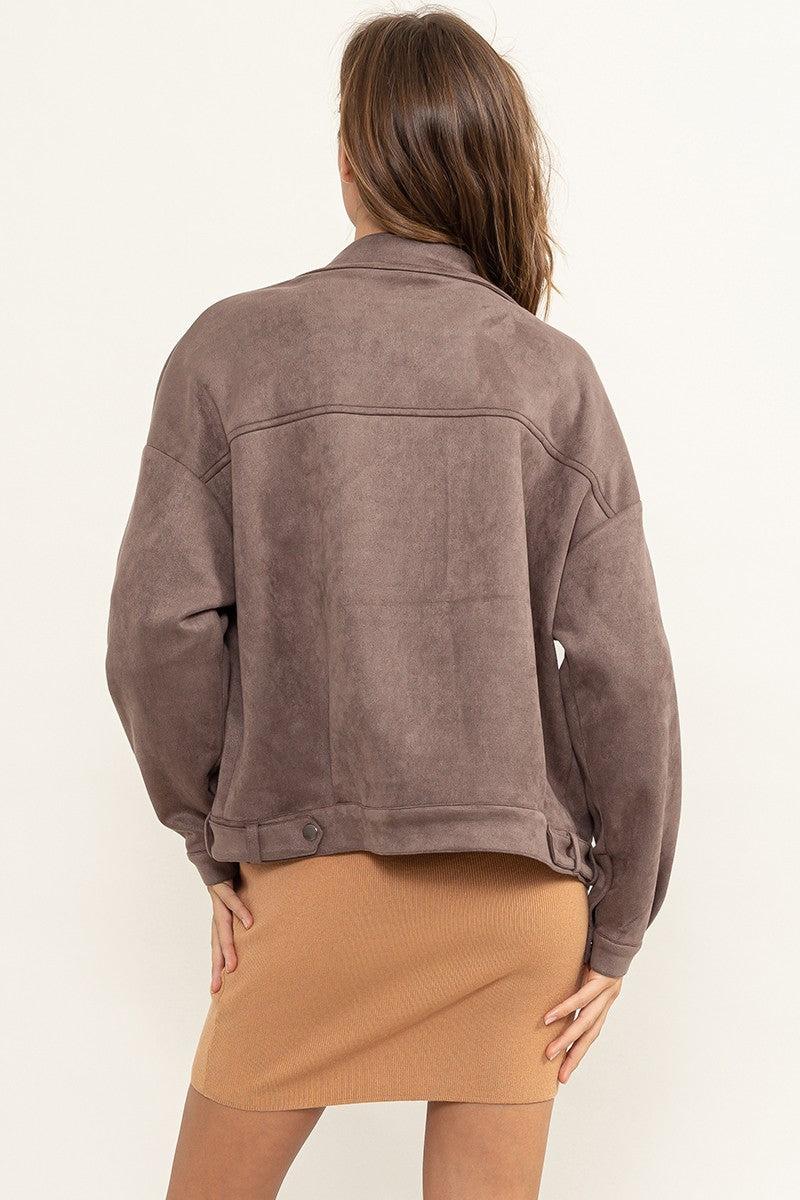 Faux Suede Biker Jacket Product Image