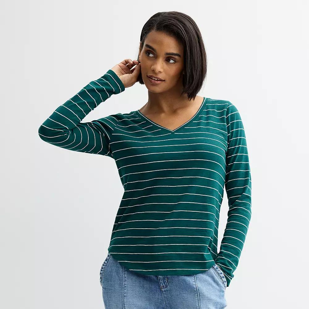 Petite Sonoma Goods For Life® Everyday Long Sleeve V-Neck T-Shirt, Women's,  Product Image