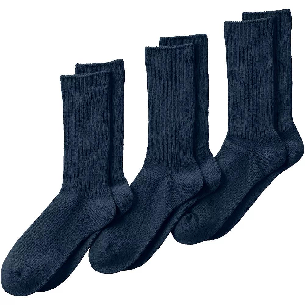 Men's Lands' End Crew Socks 3-Pack, Size: Large, Radiant Blue Product Image