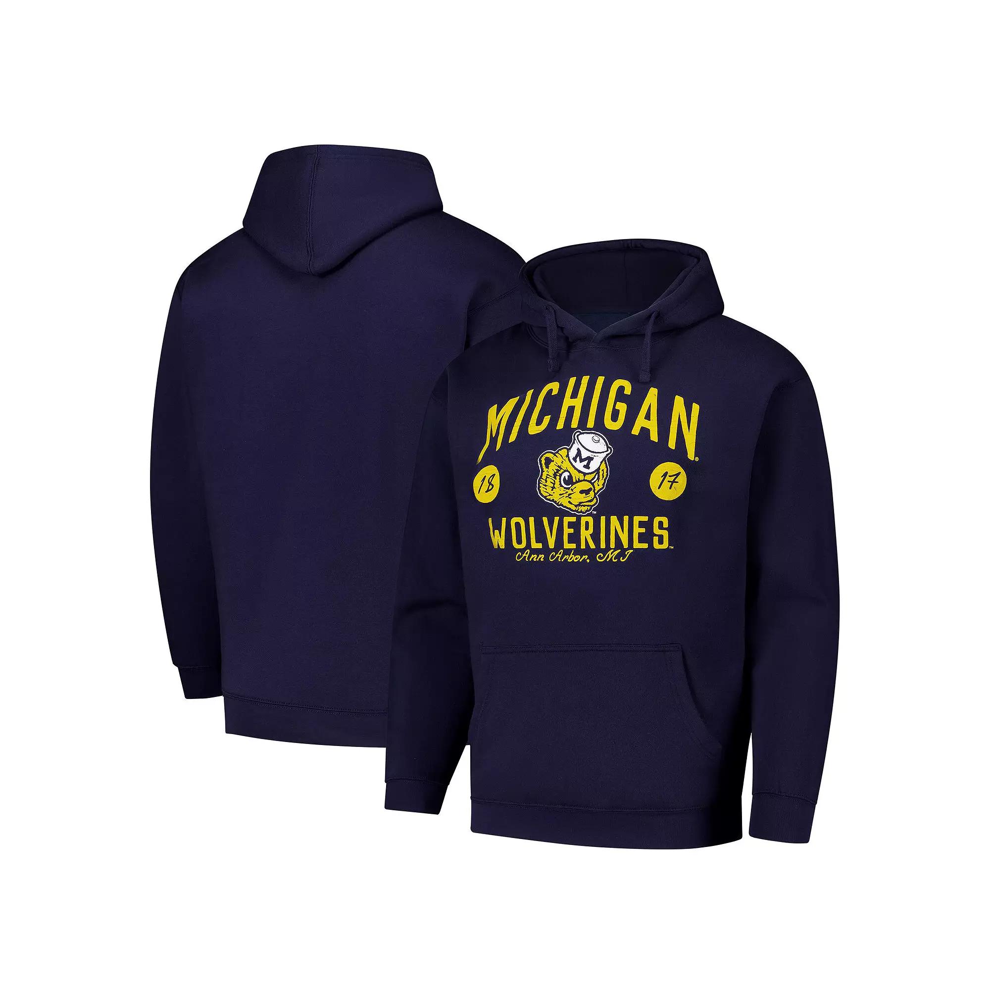 Men's League Collegiate Wear Navy Michigan Wolverines Bendy Arch Essential 2.0 Pullover Hoodie, Size: Medium, Blue Product Image