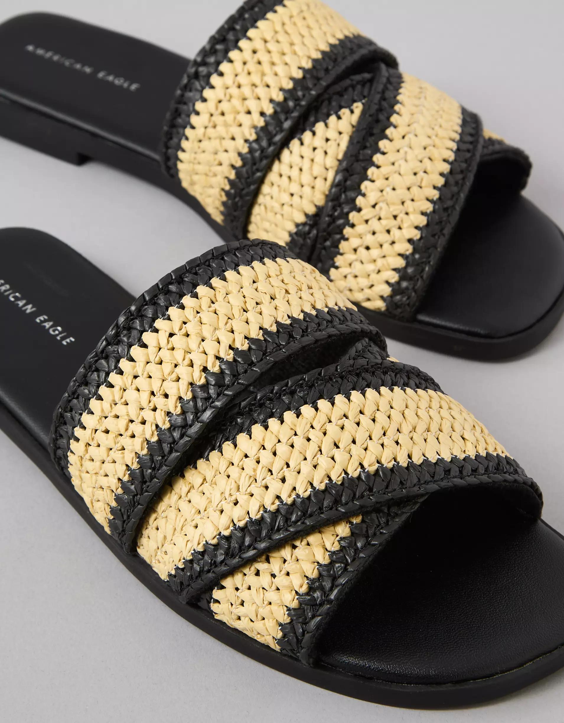 AE Two-Tone Raffia Slide Sandal Product Image