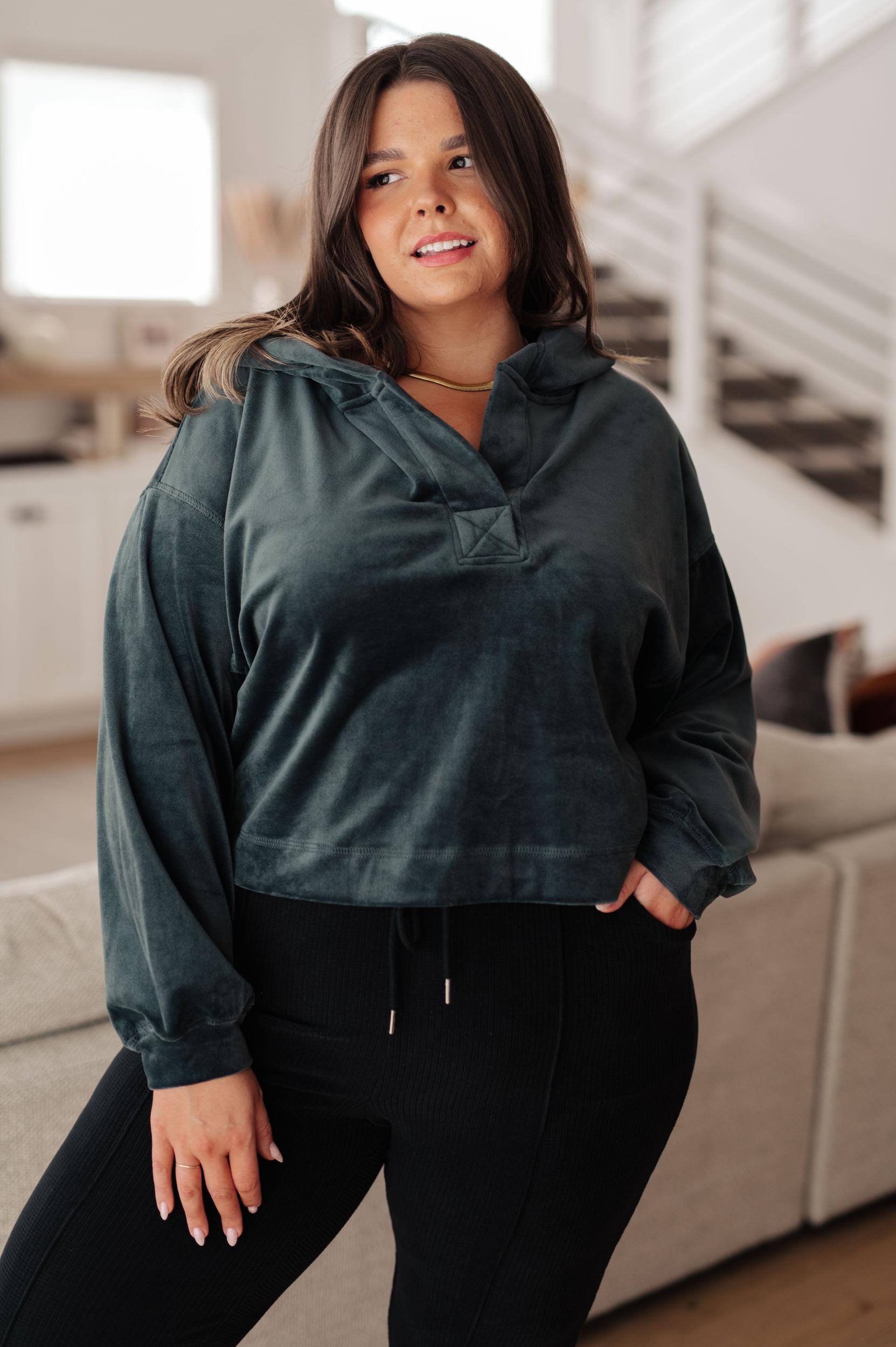 Velvet Icon Hoodie In Grey Blue (Online Exclusive) Product Image