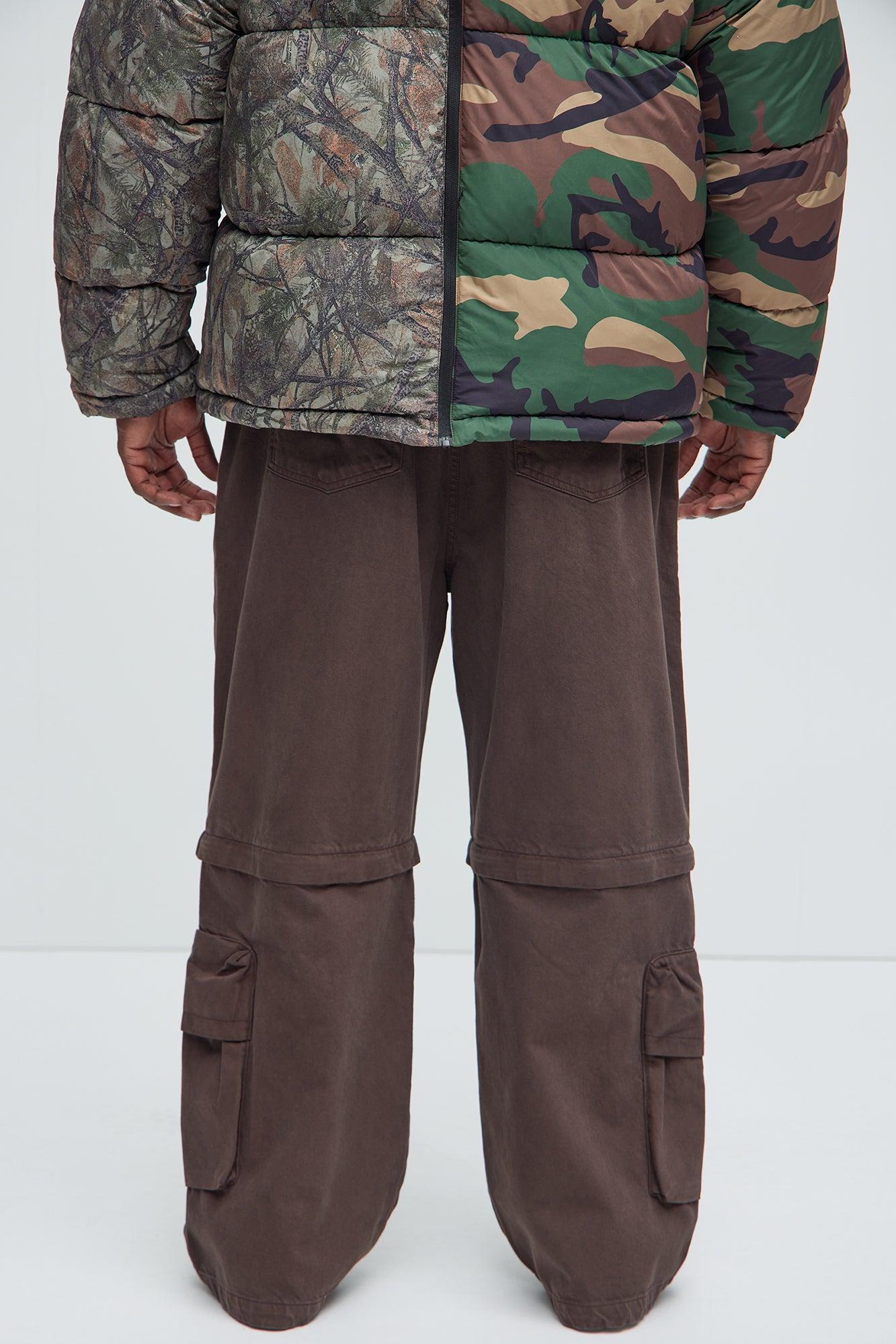 Maybe Next Time Zip Off Baggy Cargo Pants - Brown Product Image