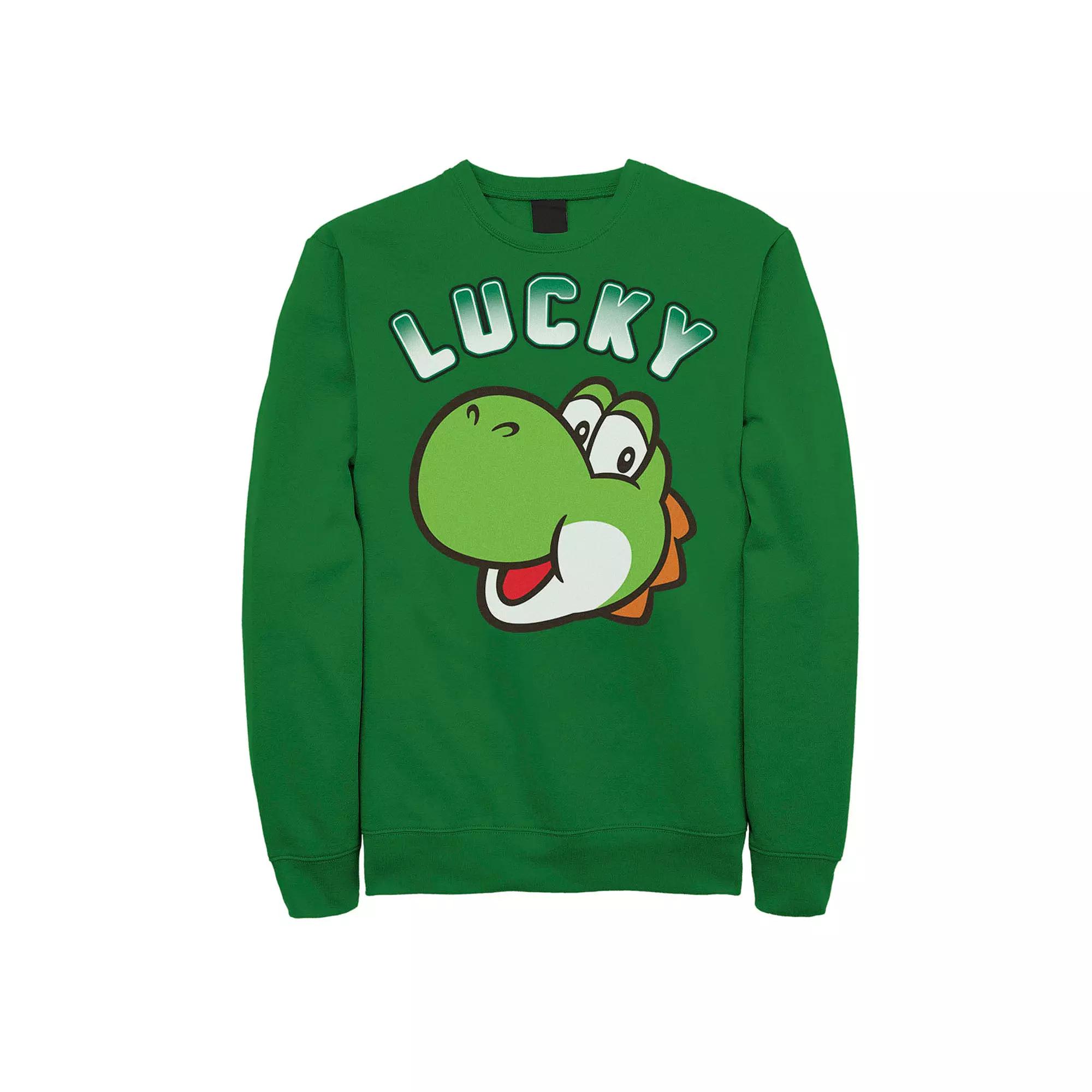 Men's Nintendo Yoshi's Head Lucky Sweatshirt, Size: Medium, Kelly Product Image