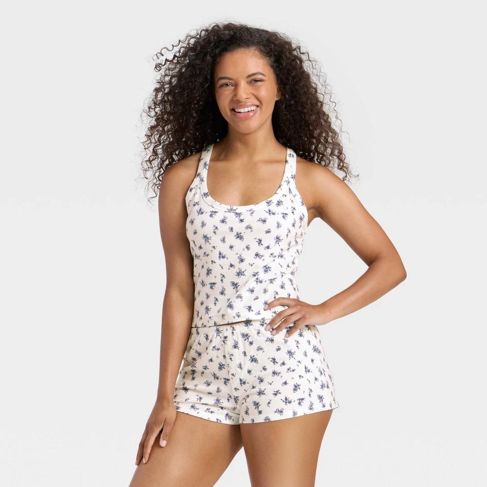 Women's Jersey Tank Top and Shorts Pajama Set - Wild Fable™ Gray Stripe XL Product Image