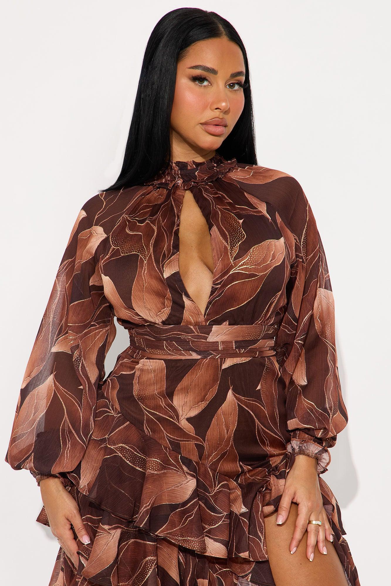 Sofia Chiffon Maxi Dress - Brown/combo Female Product Image