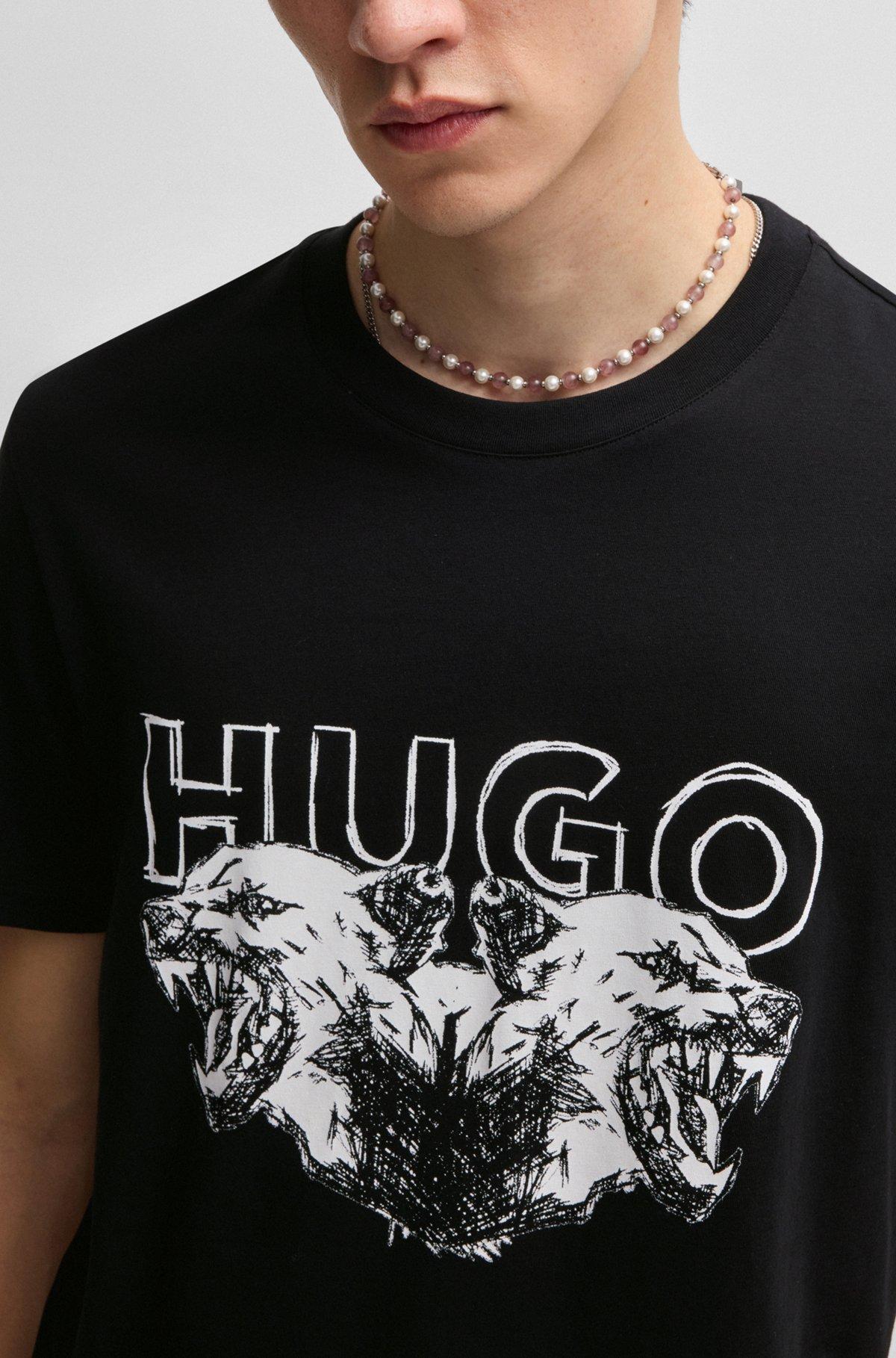 Cotton-jersey T-shirt with logo and animal graphic Product Image