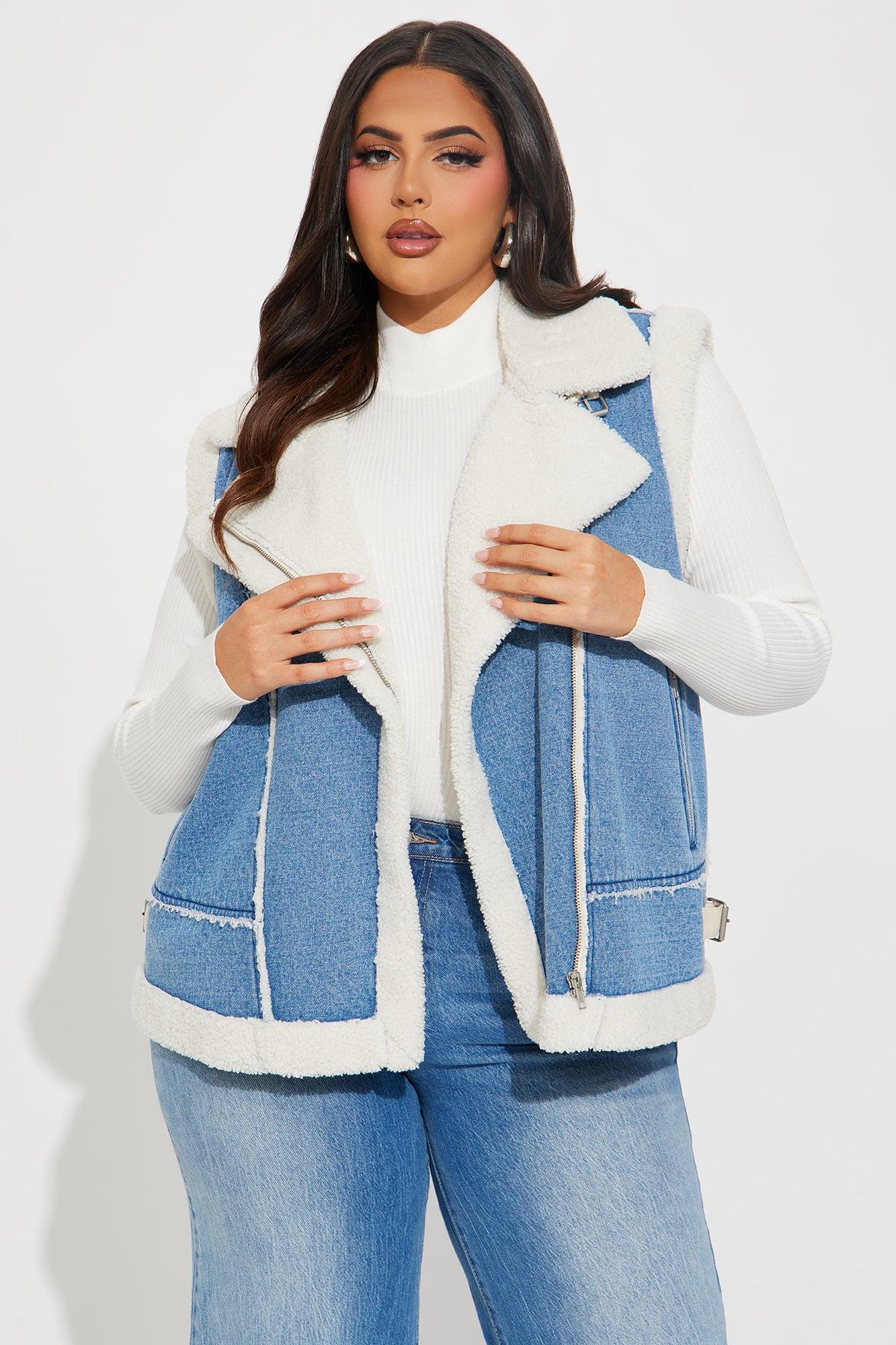 Wilderness Denim Shearling Vest - Light Wash Product Image