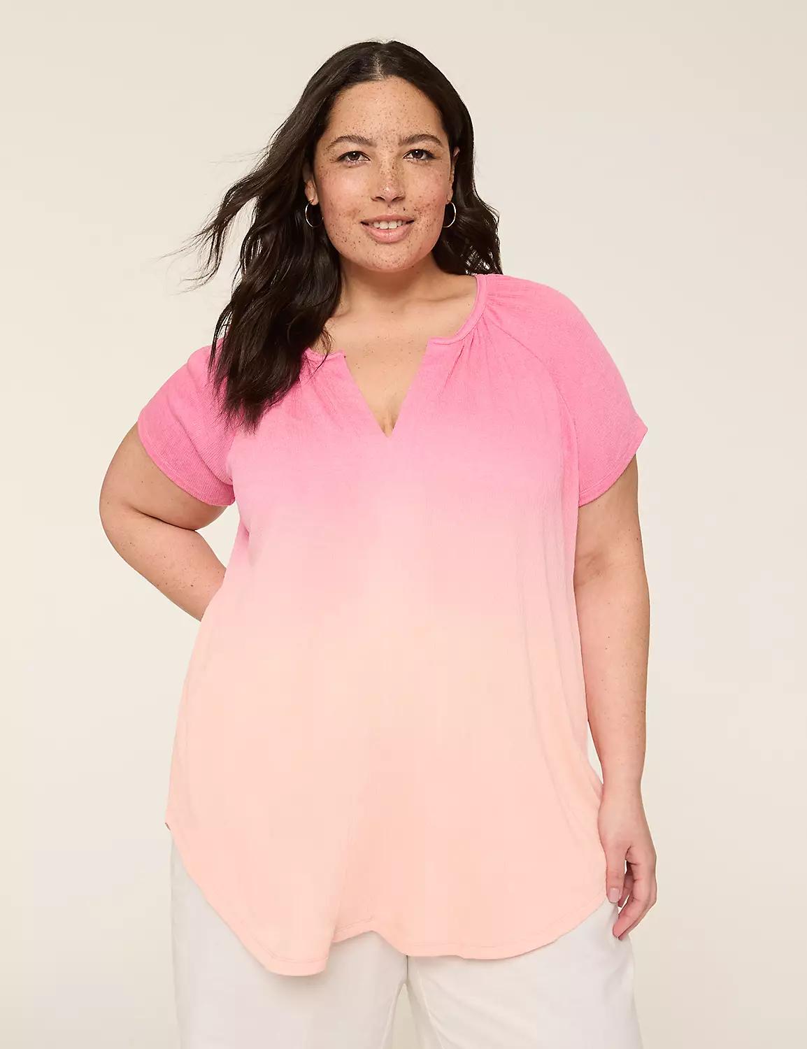 Short-Sleeve Notch-Neck Top Product Image