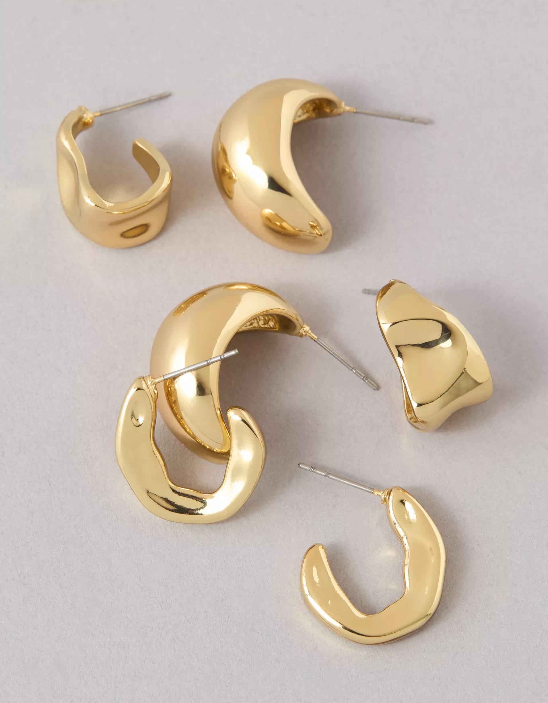AEO Sculpted Hoop Earrings 3-Pack Product Image
