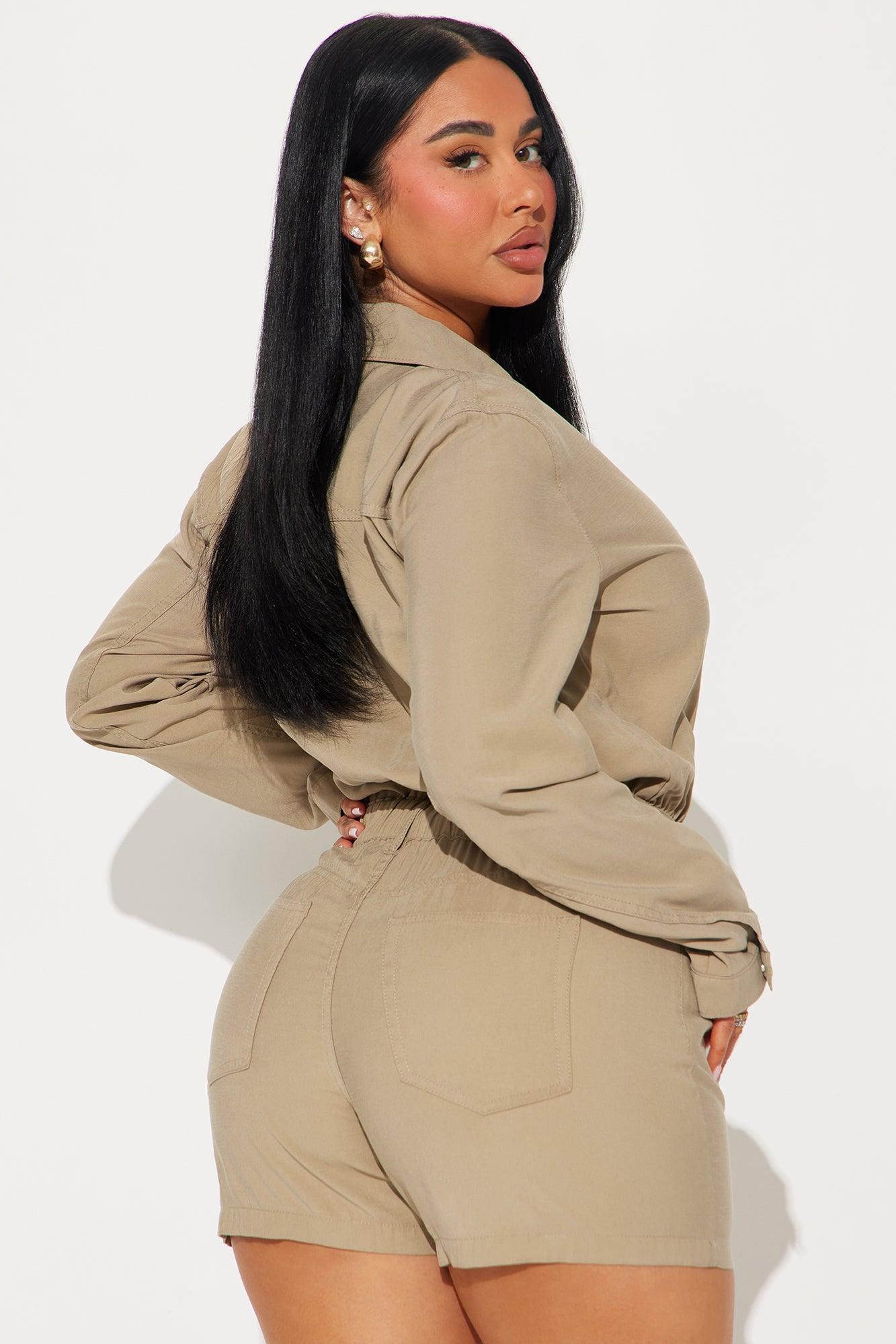 Into You Romper - Khaki Product Image