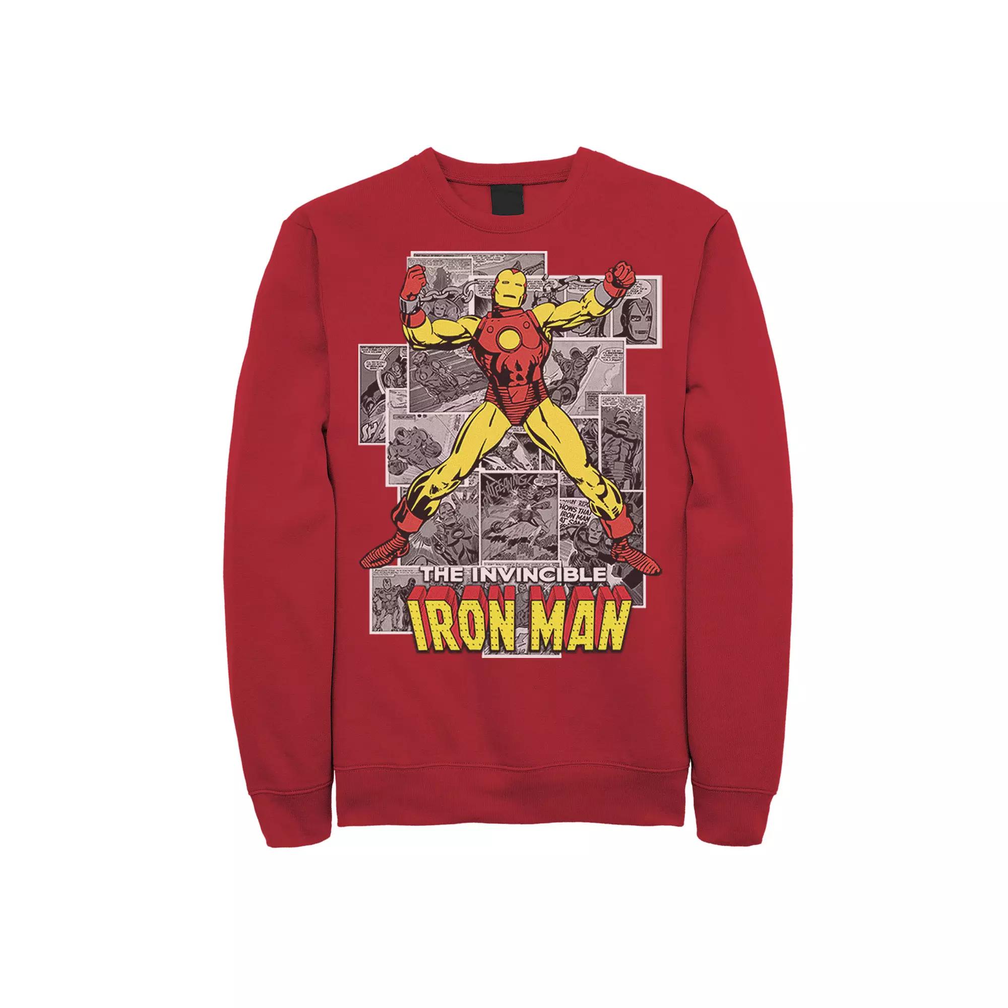Men's Marvel Avengers Iron Man Comic Panel Portrait Sweatshirt, Size: XL, Red Product Image