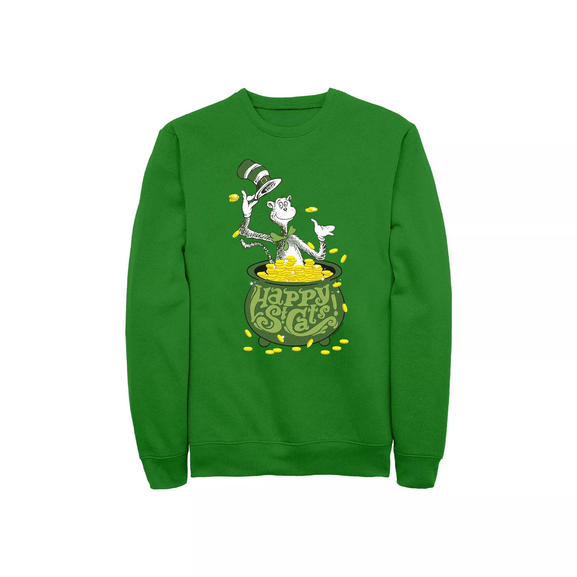 Men's Dr. Seuss Happy St. Cats Graphic Fleece, Size: XL, Kelly Product Image