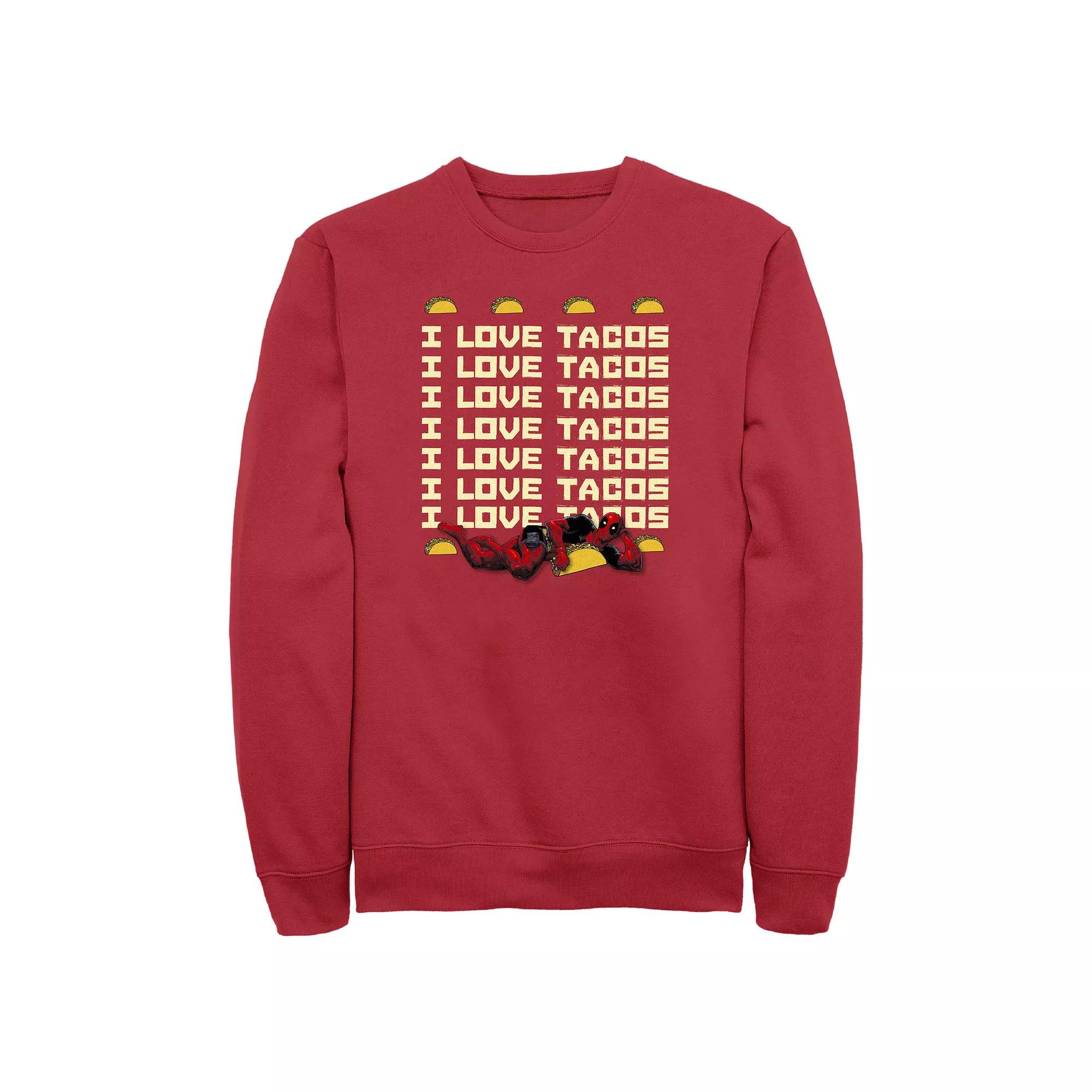 Marvels Deadpool I Love Tacos Quote Mens Graphic Fleece Product Image