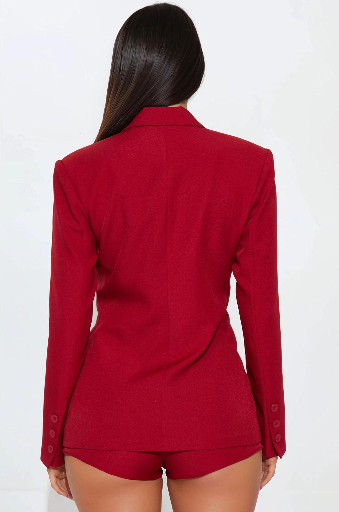 Chloe Double Breasted Blazer - Red Female Product Image