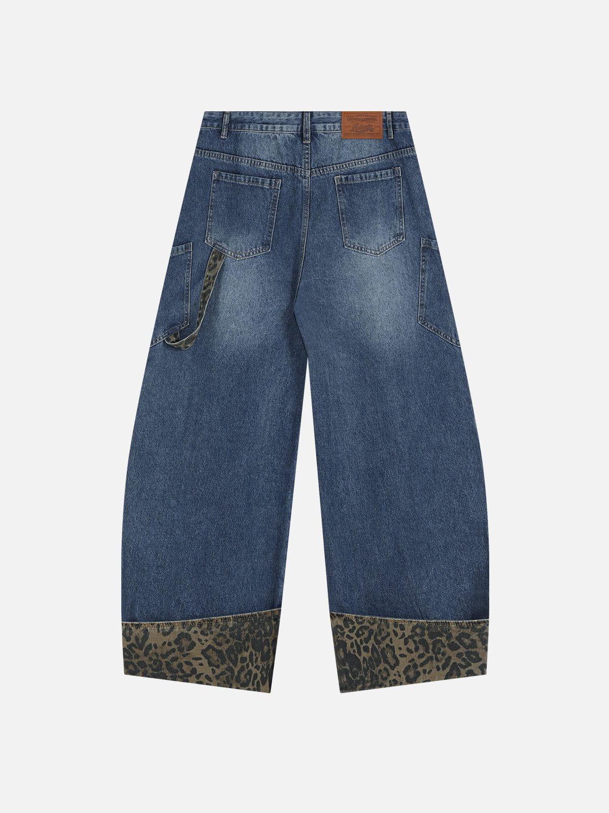 Aelfric Eden Leopard Cuffed Baggy Barrel Jeans Product Image