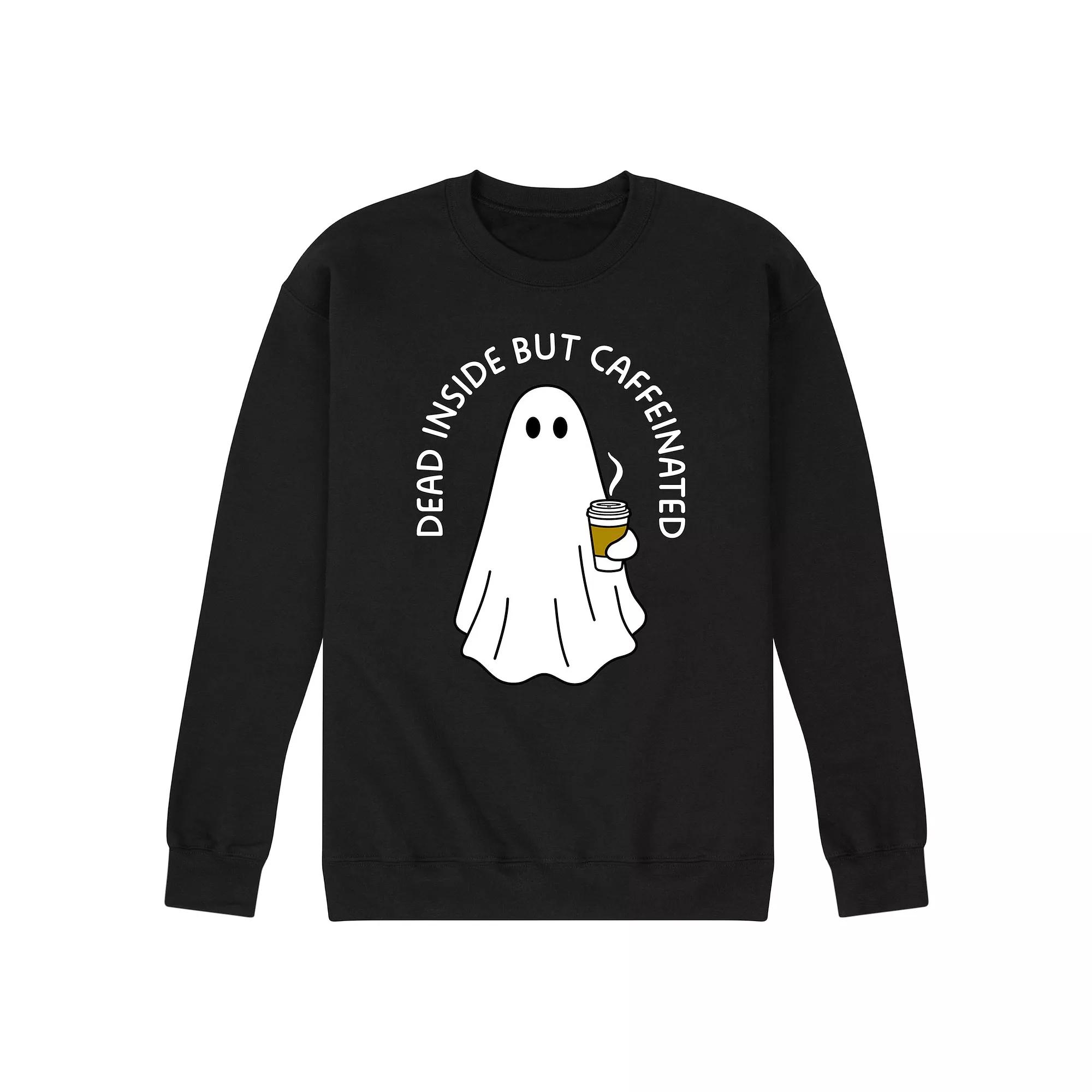 Men's Dead Inside Caffeinated Ghost Fleece Sweatshirt,  Product Image