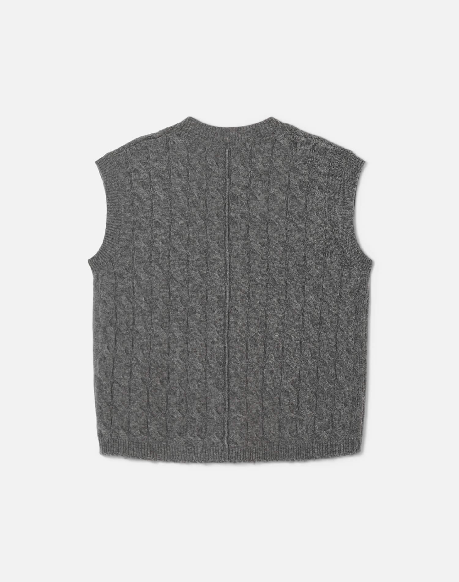 Cashmere Cable Vest - Grey Heather Product Image