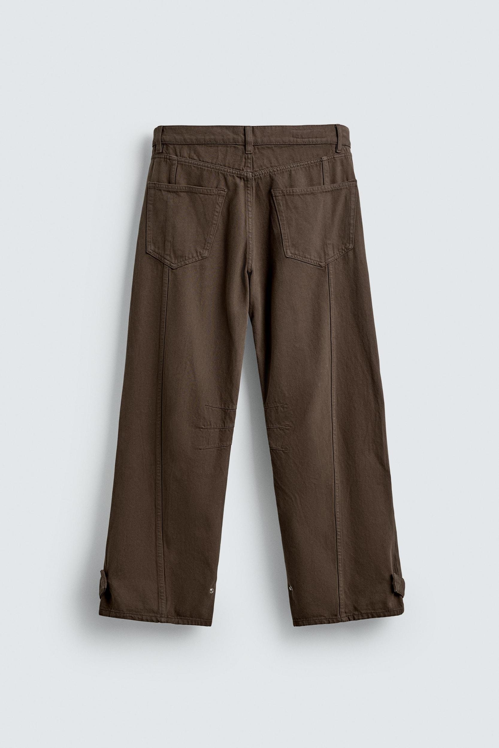 DENIM CARGO PANTS WITH POCKETS Product Image