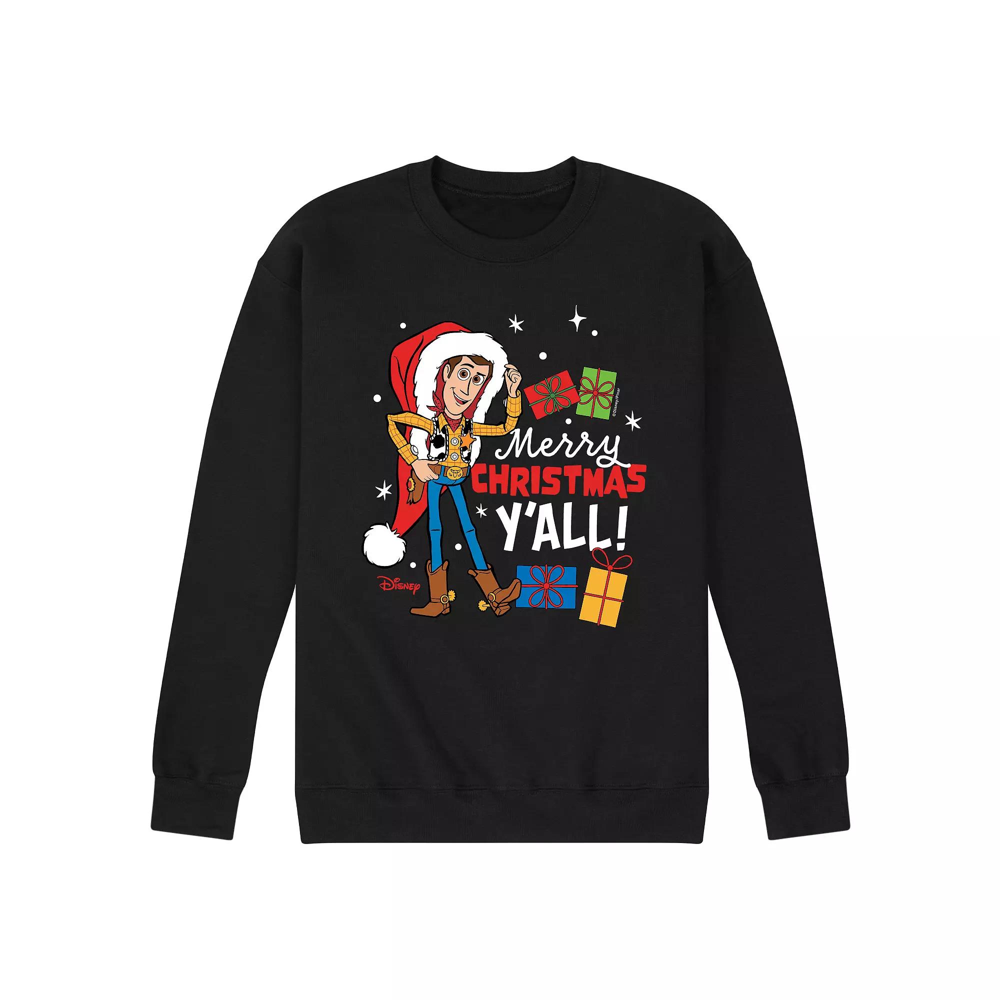 Disney / Pixar's Toy Story 4 Woody Men's Merry Christmas Y'all Fleece Sweatshirt,  Product Image