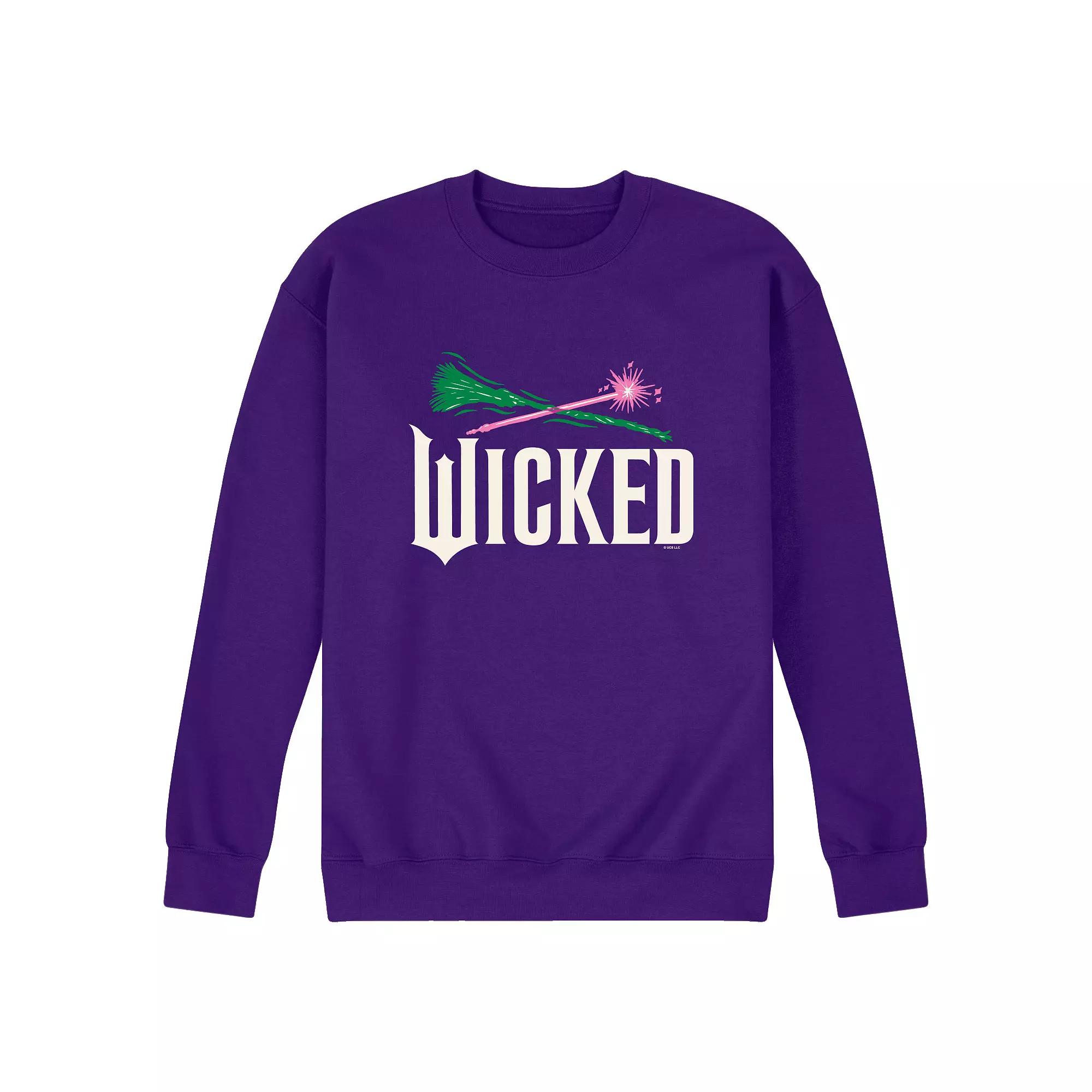 Men's Wicked For Good Logo Broomstick & Wand Fleece Sweatshirt,  Product Image