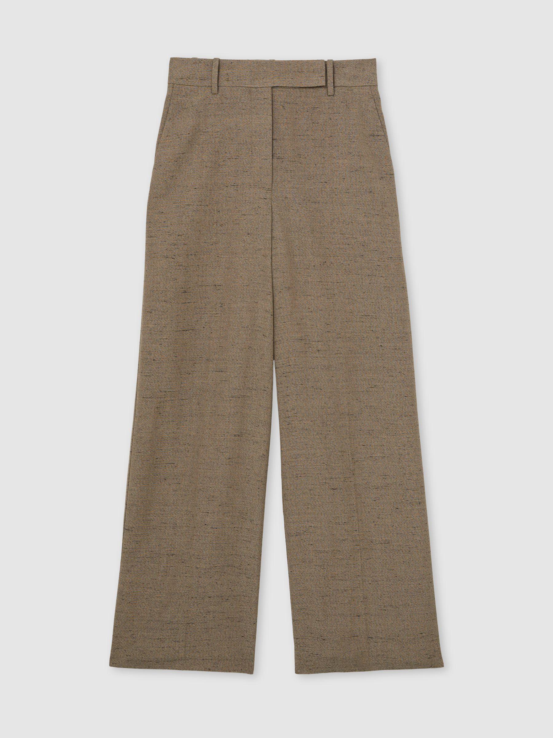 Atelier Wide-Leg Suit Trousers With Linen in Grey Product Image