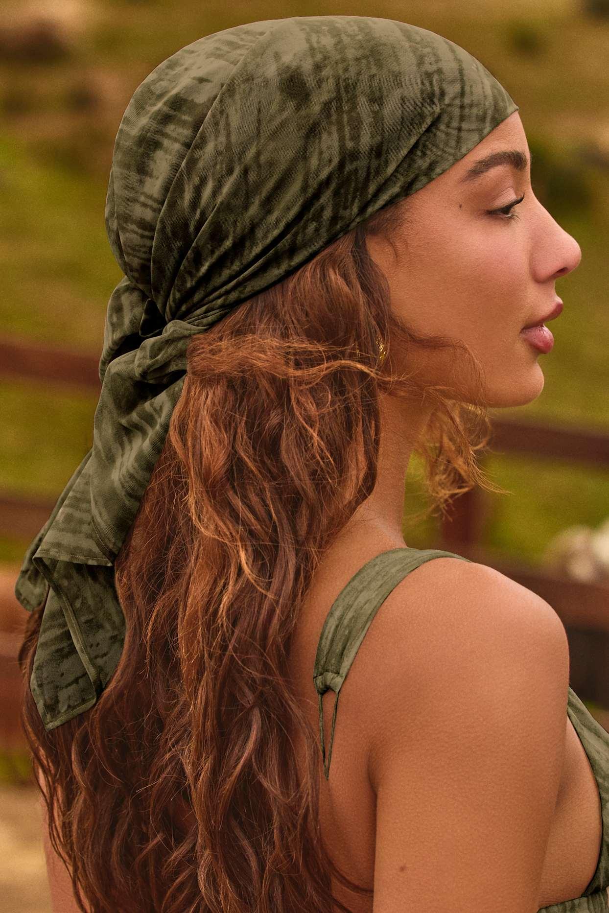 Lace-Up Ruffled Flared Jumpsuit in Green Print Product Image