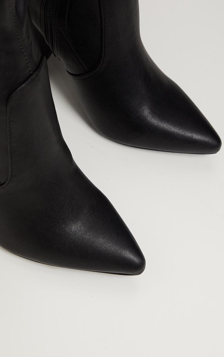 Black Block Heel PU Thigh High Boot Product Image
