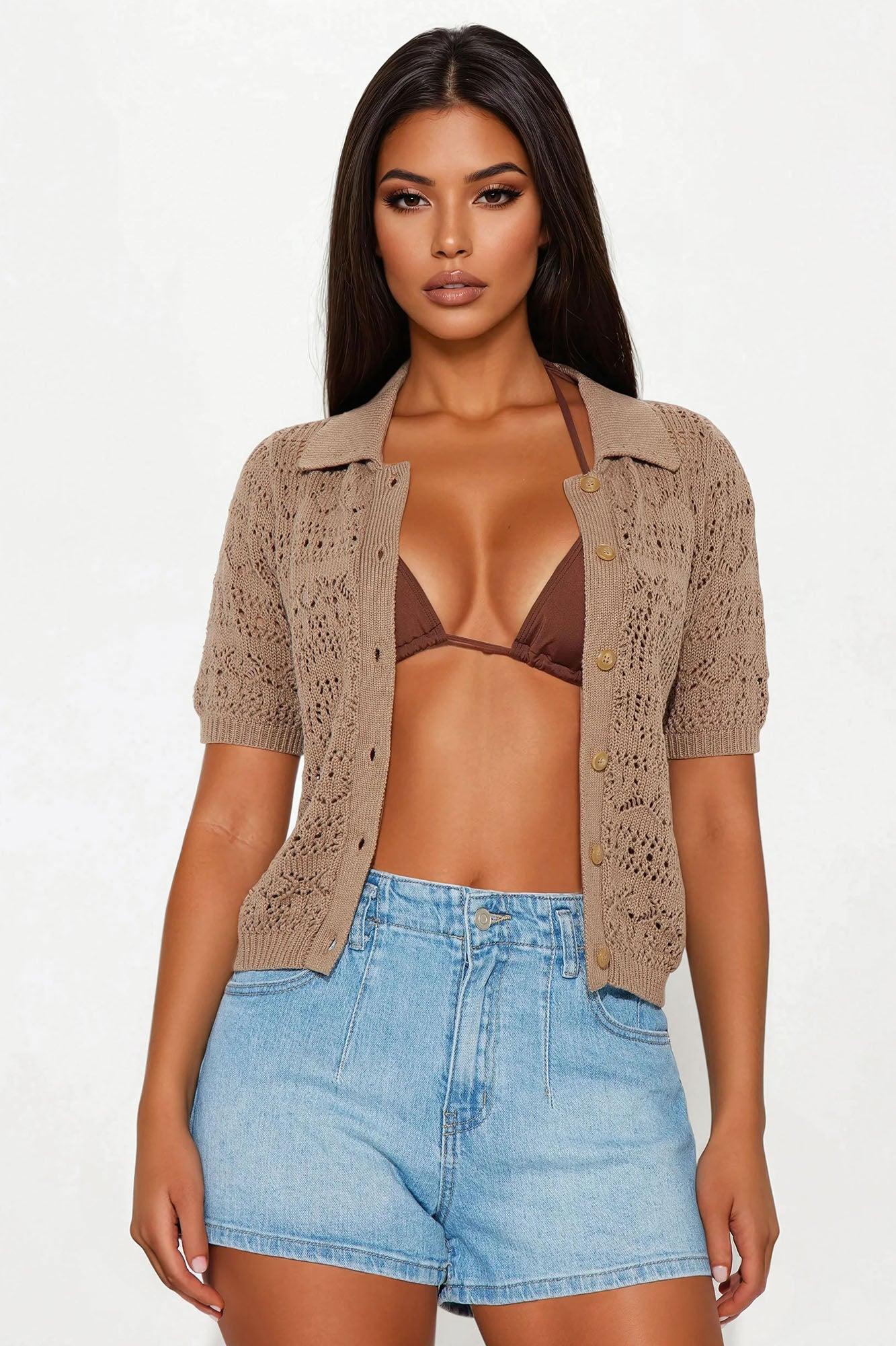 Beach Living Crochet Top - Mocha Female Product Image