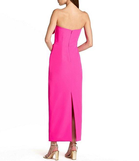 Mac Duggal Crepe Strapless Midi Dress With 3D Flower Detail Product Image