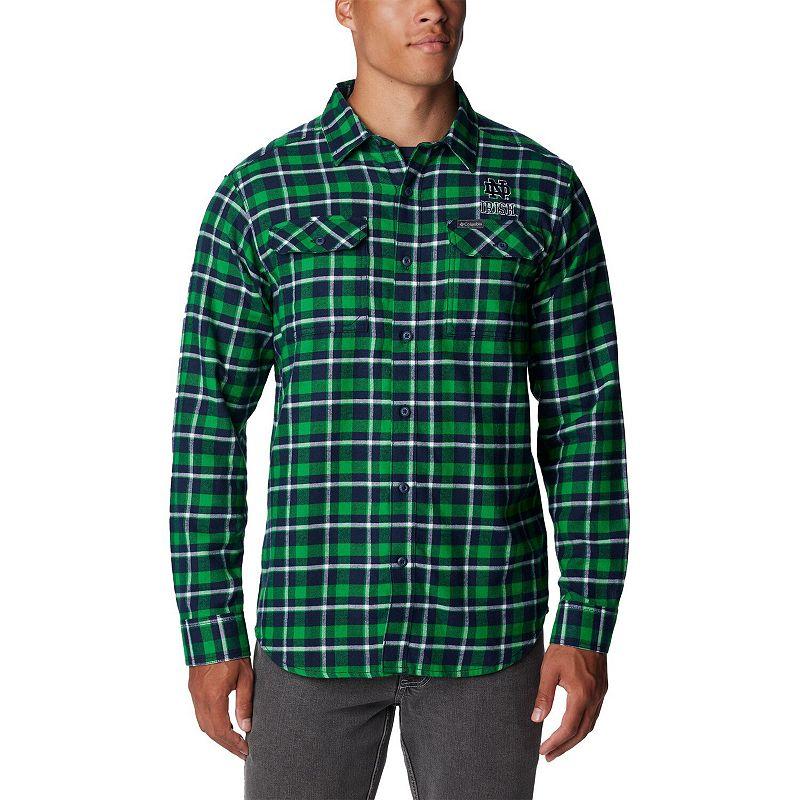 Columbia Green Notre Dame Fighting Irish Flare Gun Flannel Long Sleeve Shirt, Men's,  Product Image