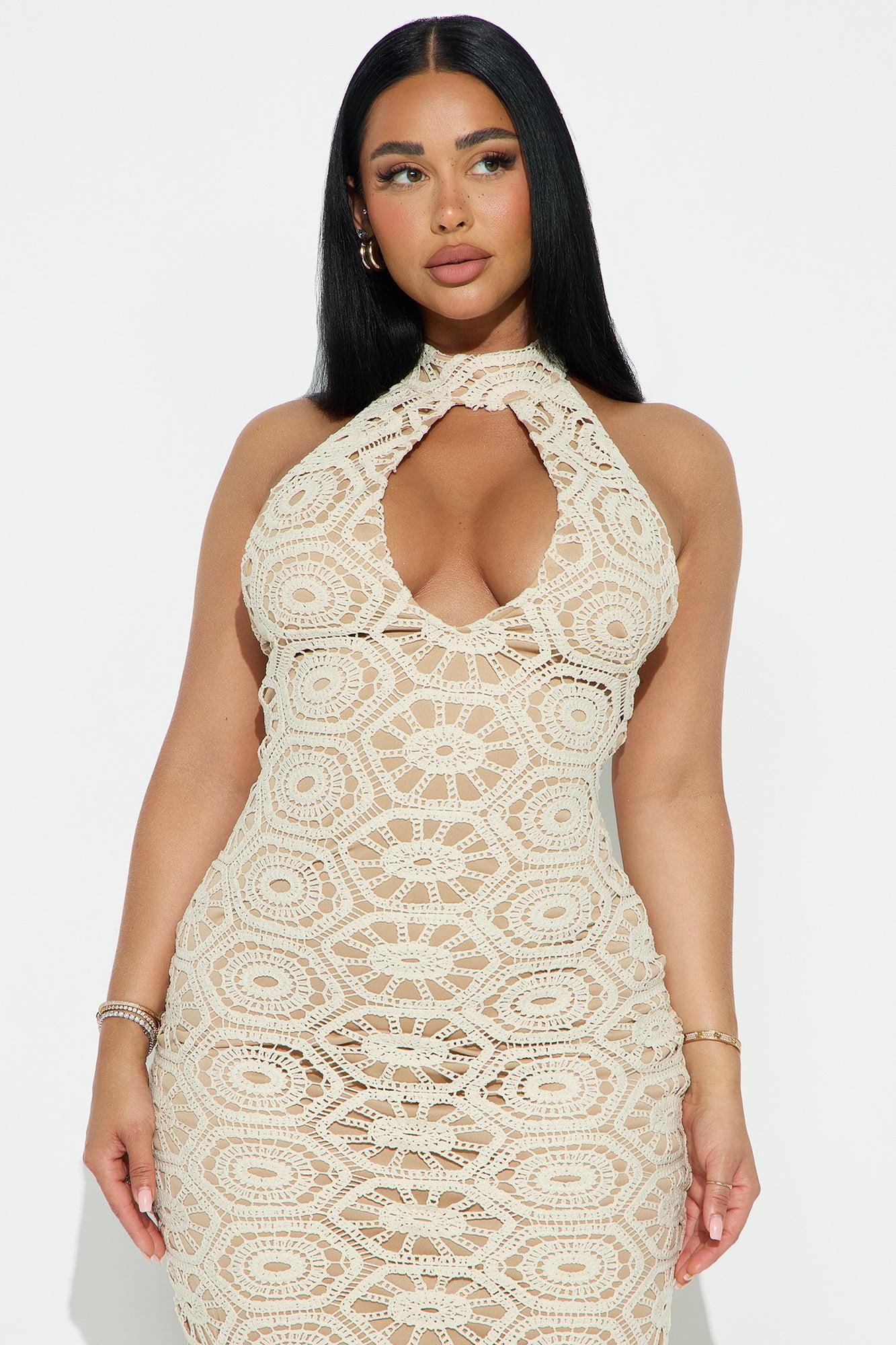 Always Elevated Crochet Maxi Dress - Sand Female Product Image