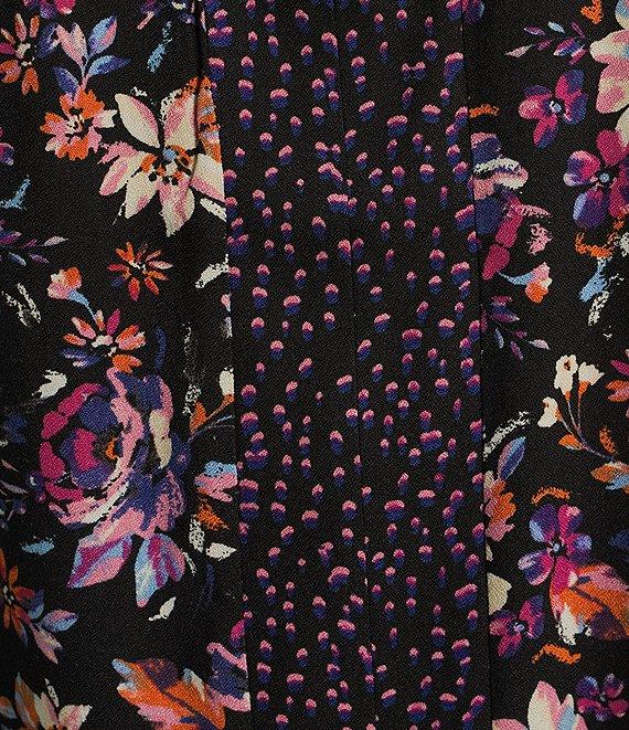 I.N. Studio Woven Mixed Print Crew Neck Long Sleeve Top Product Image